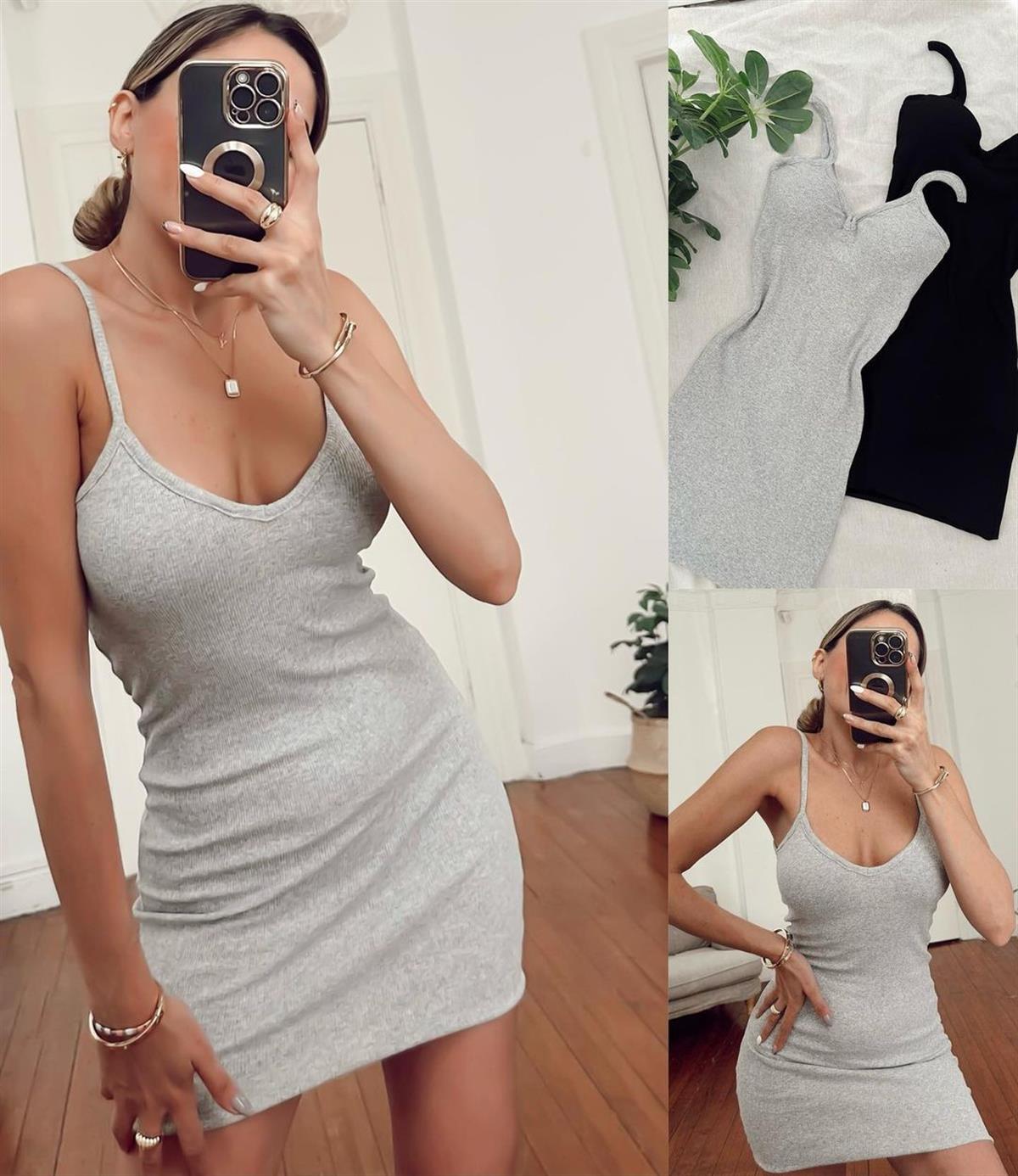 LARISSA GÖĞSÜ KENDİNDEN DOLGULU ELBİSE