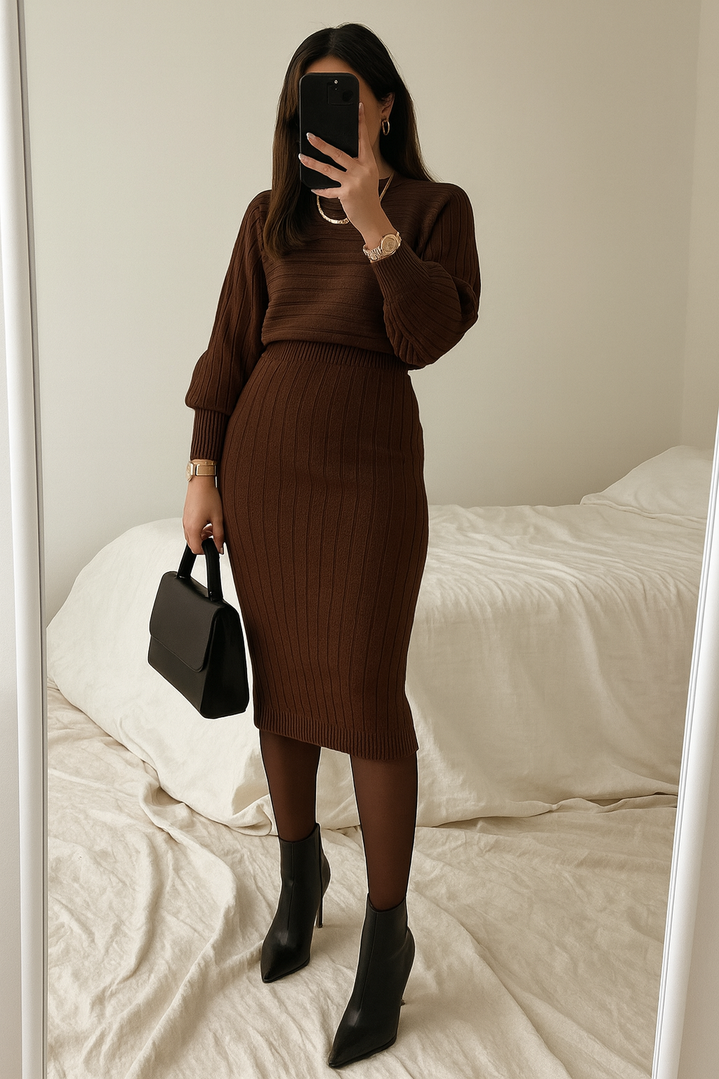 LINNA CROP TRİKO BLUZ ETEK TAKIM