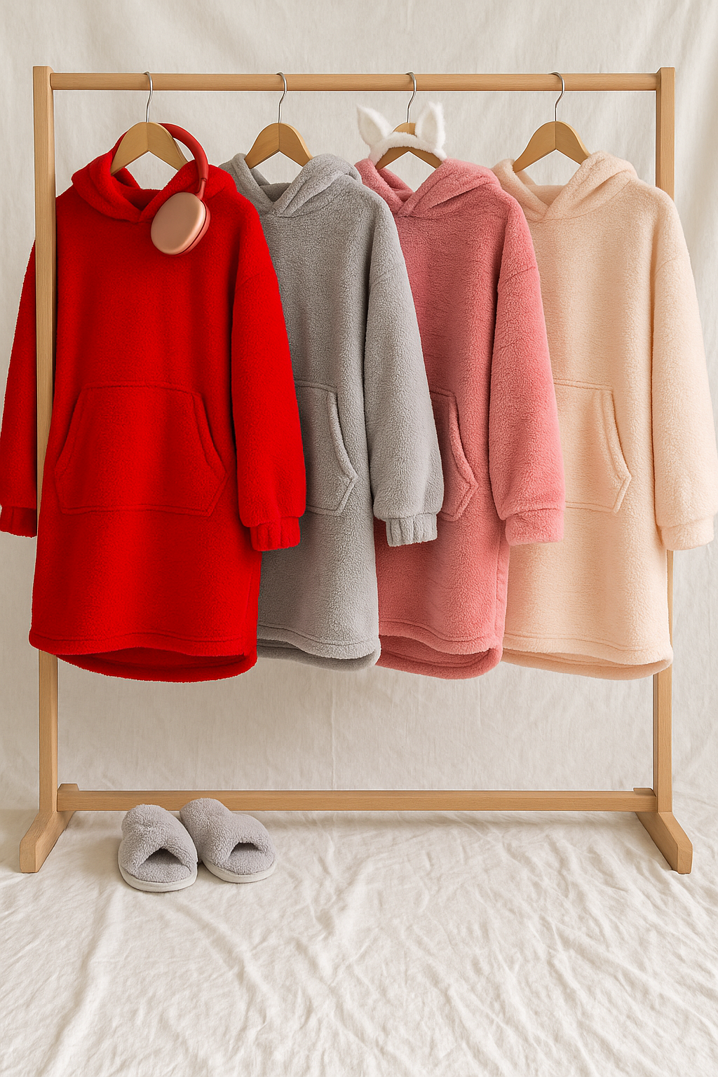 LINNY PELUŞ KAPÜŞONLU PİJAMA ELBİSE