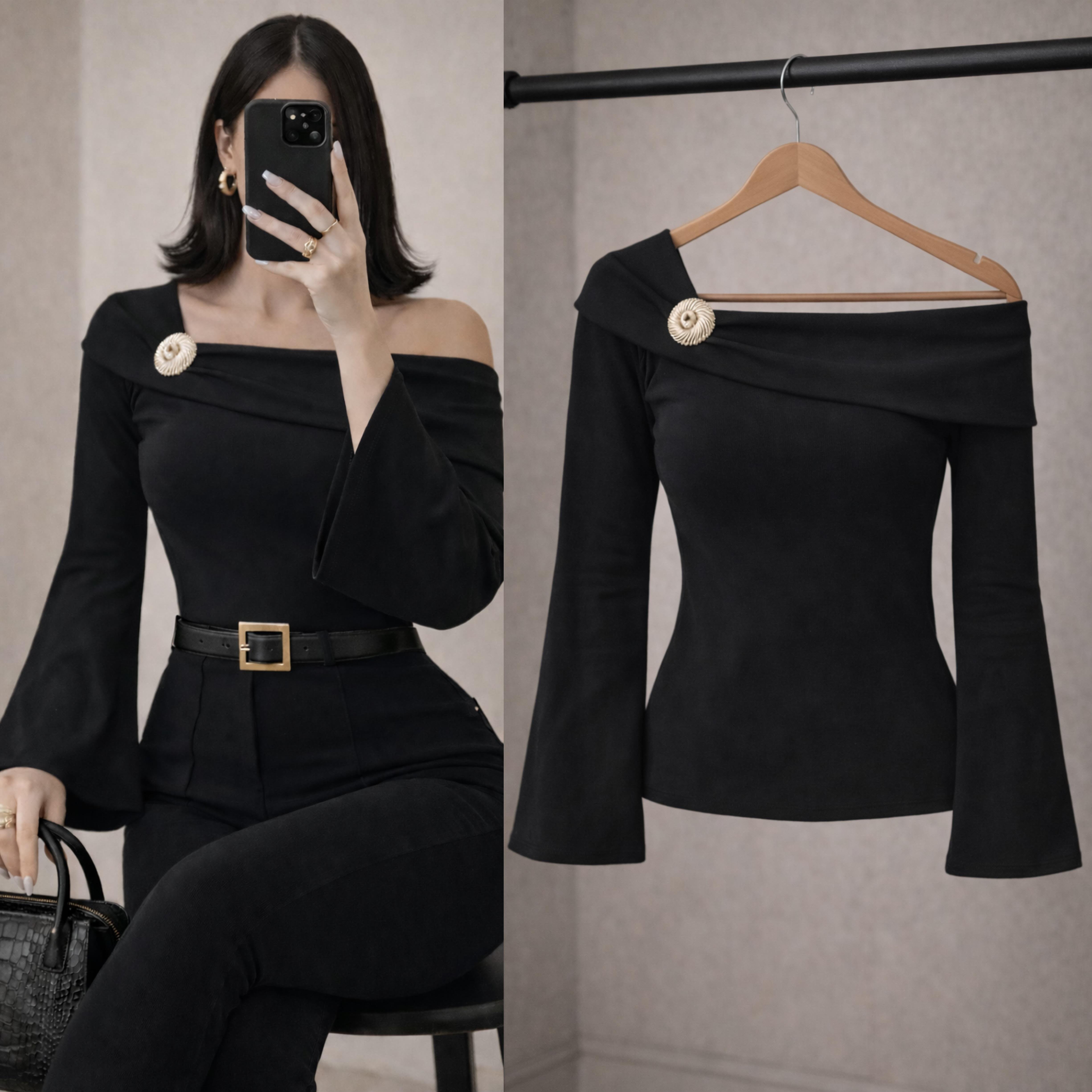 LISSA AKSESUARLI BLUZ SİYAH