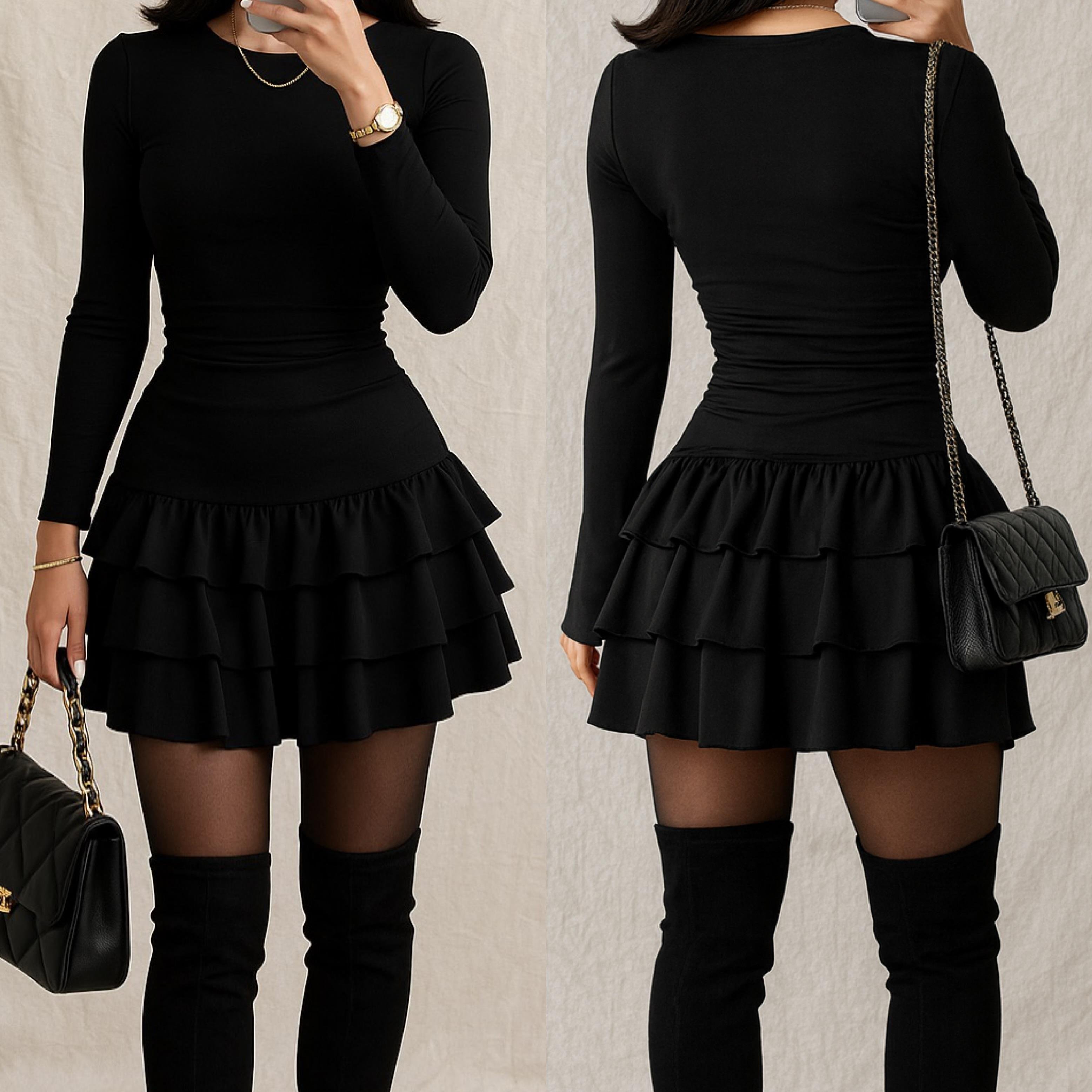 LOLY SANDY MİNİ ELBİSE SİYAH