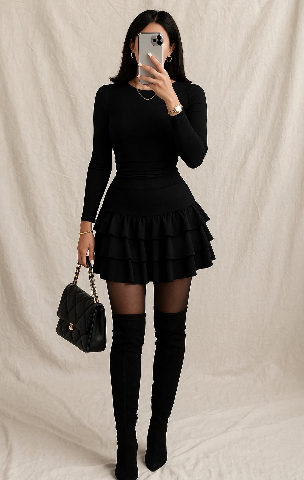 LOLY SANDY MİNİ ELBİSE SİYAH