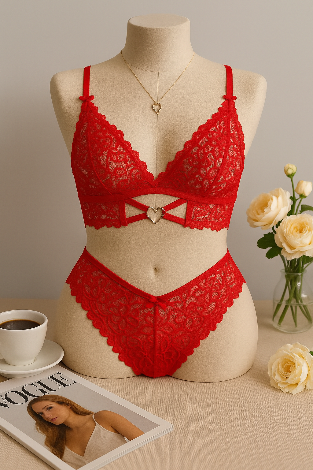 LOVELY HEART İÇ ÇAMAŞIRI TAKIM KIRMIZI