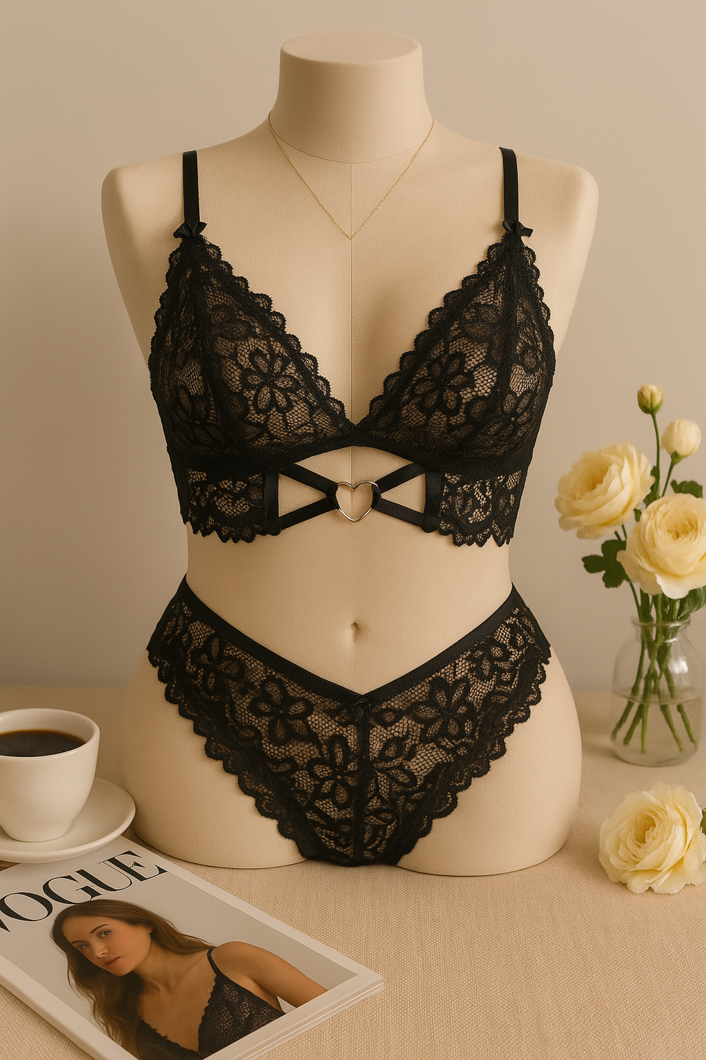 LOVELYHEART İÇ ÇAMAŞIRI TAKIMI SİYAH 