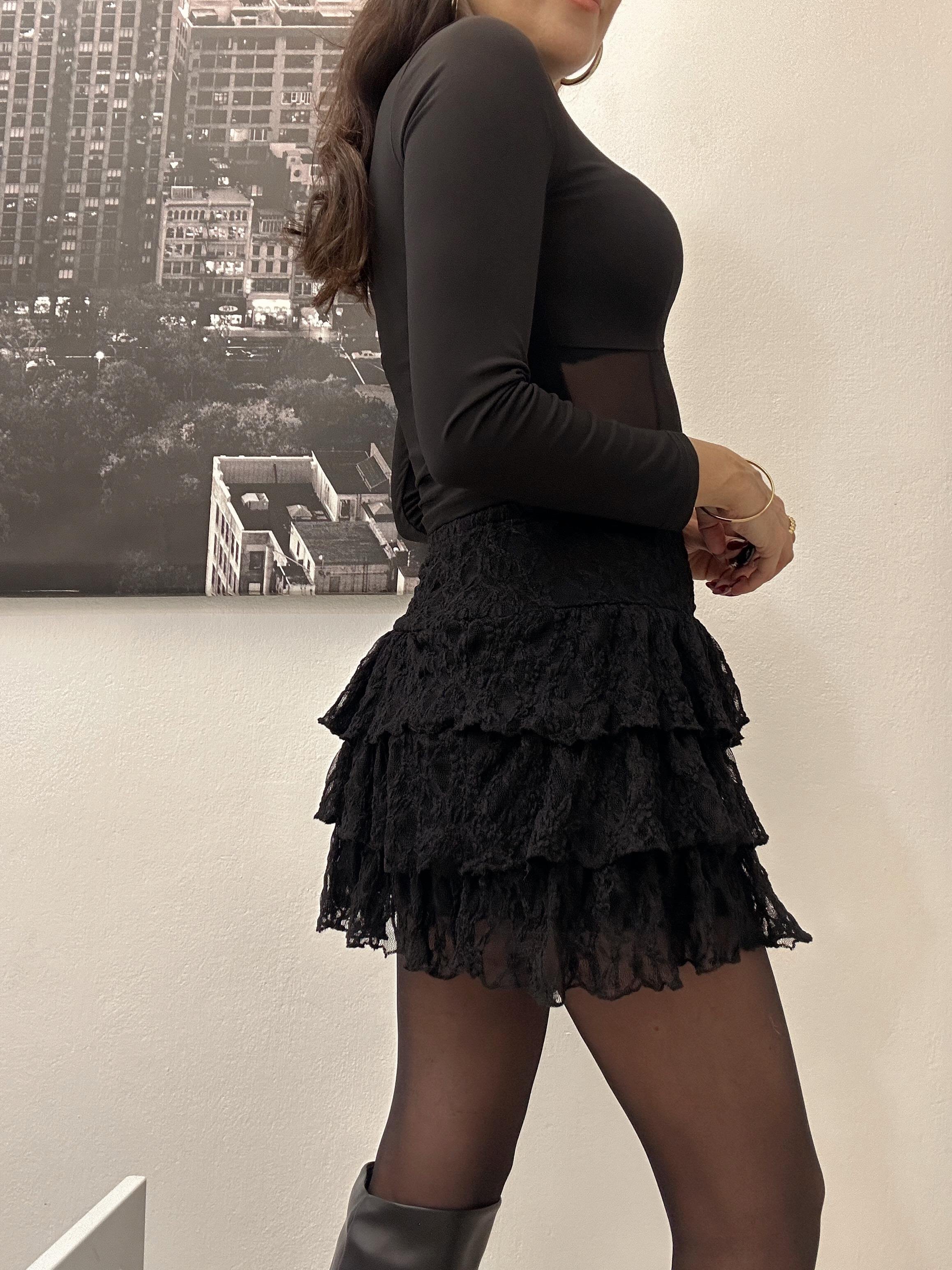 LUCIE DANTELLİ MİNİ ETEK SİYAH