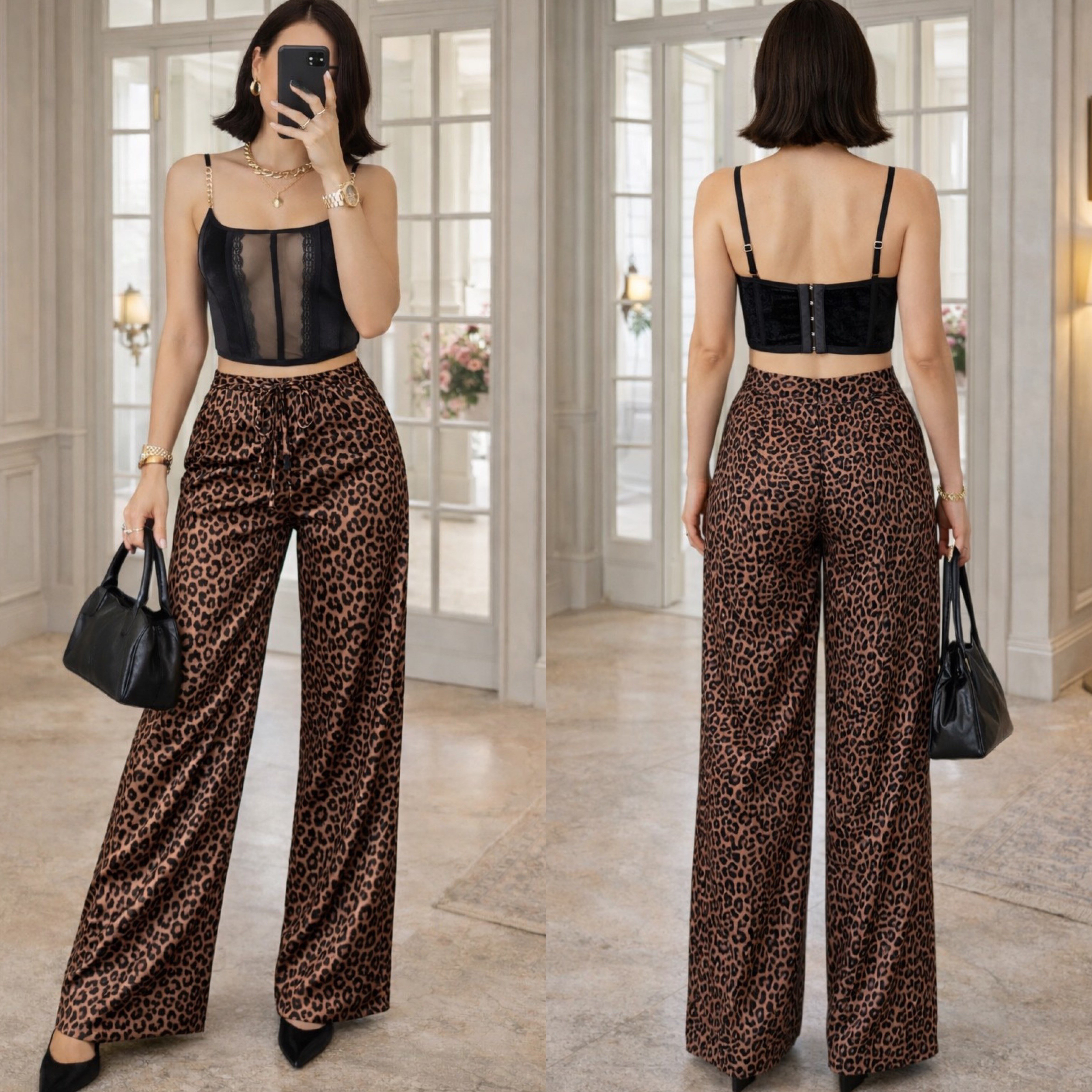 LY DESENLİ SATEN İPLİ PANTOLON