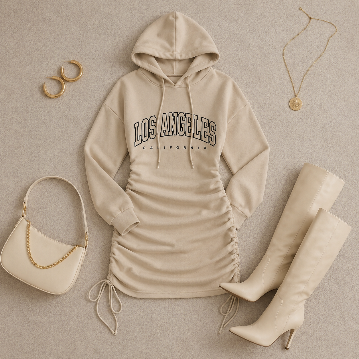 LYA YUMUŞAK DOKULU İÇİ ŞARDONLU SWEAT ELBİSE
