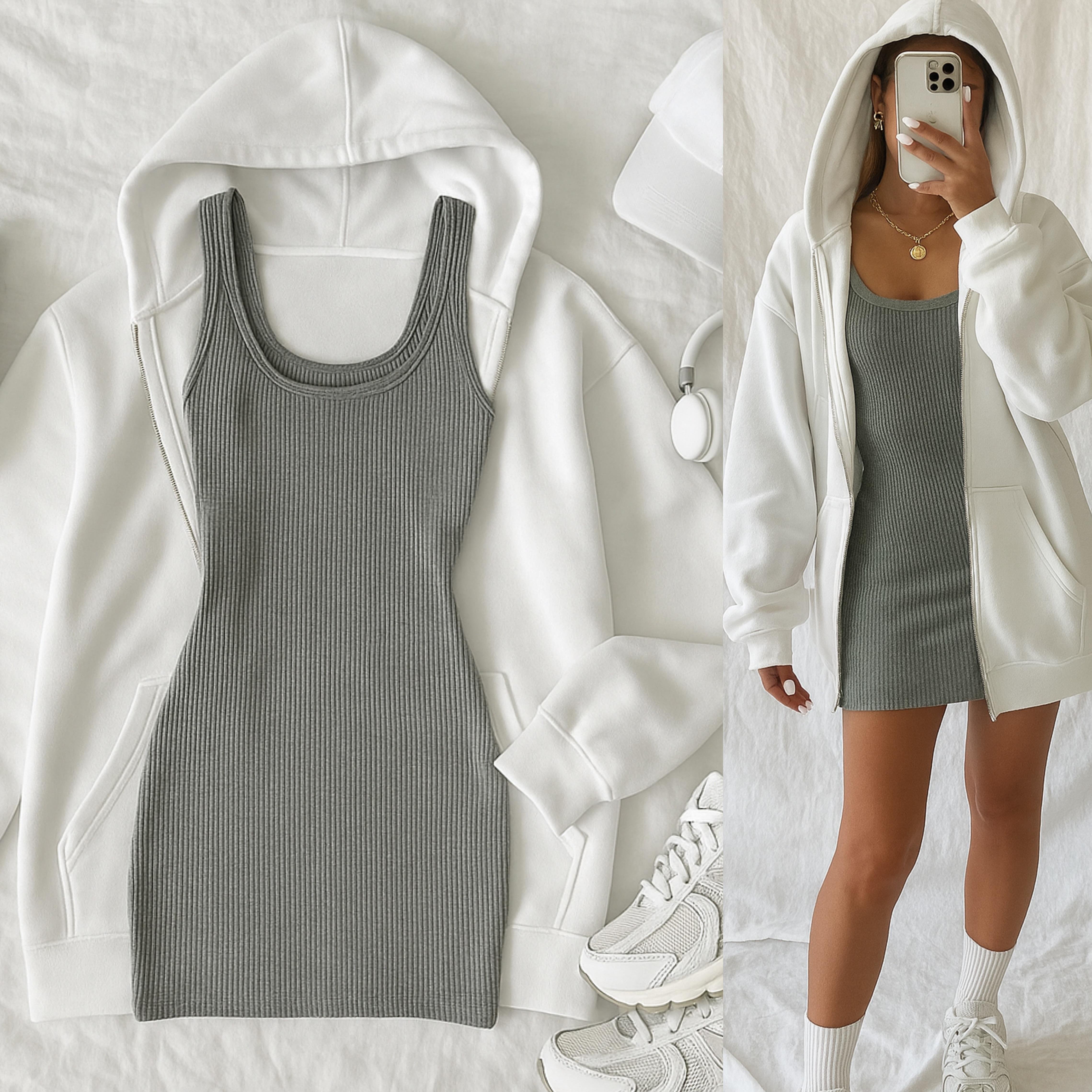 MAISON FİTİLLİ MİNİ ELBİSE GREY