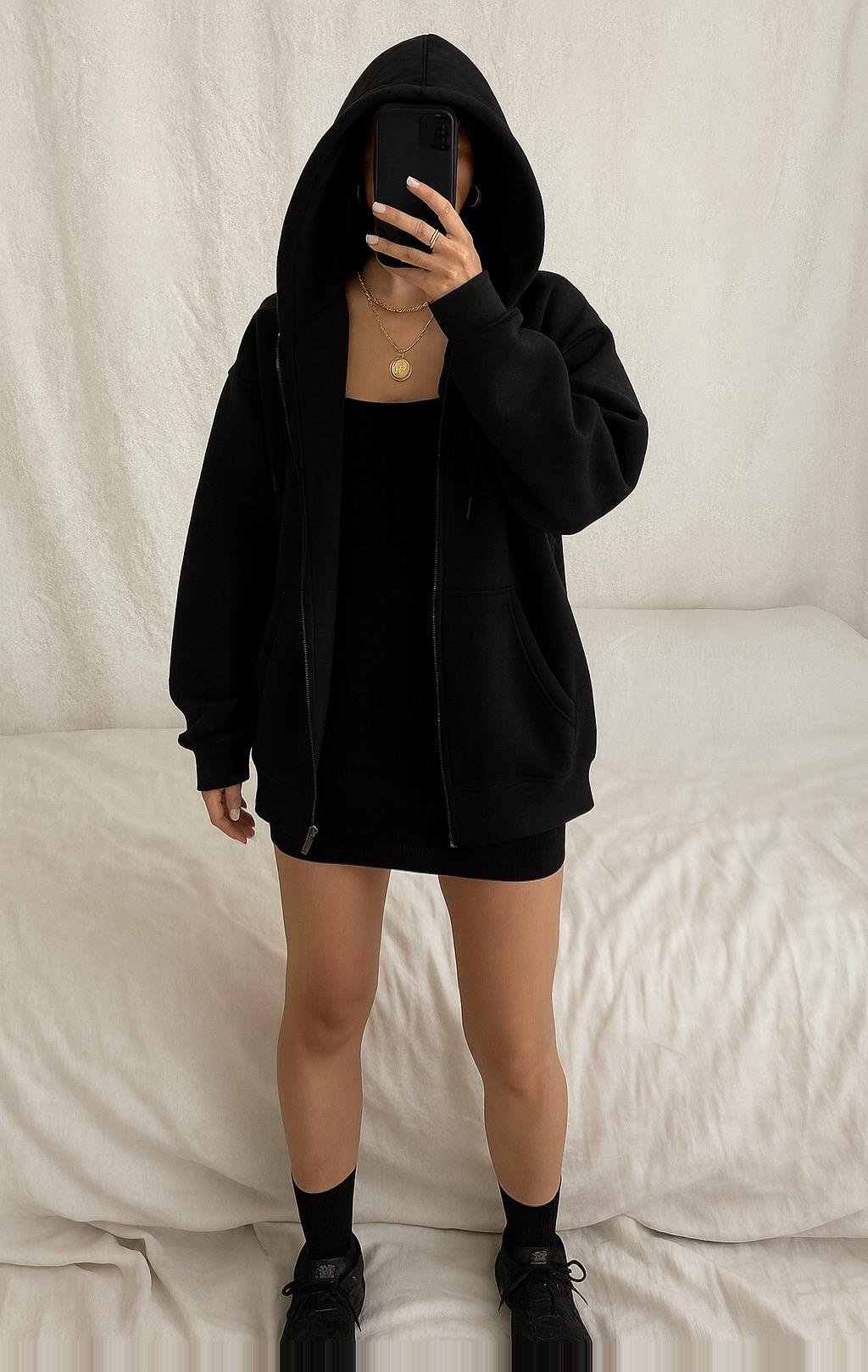 MAISON FİTİLLİ MİNİ ELBİSE SİYAH