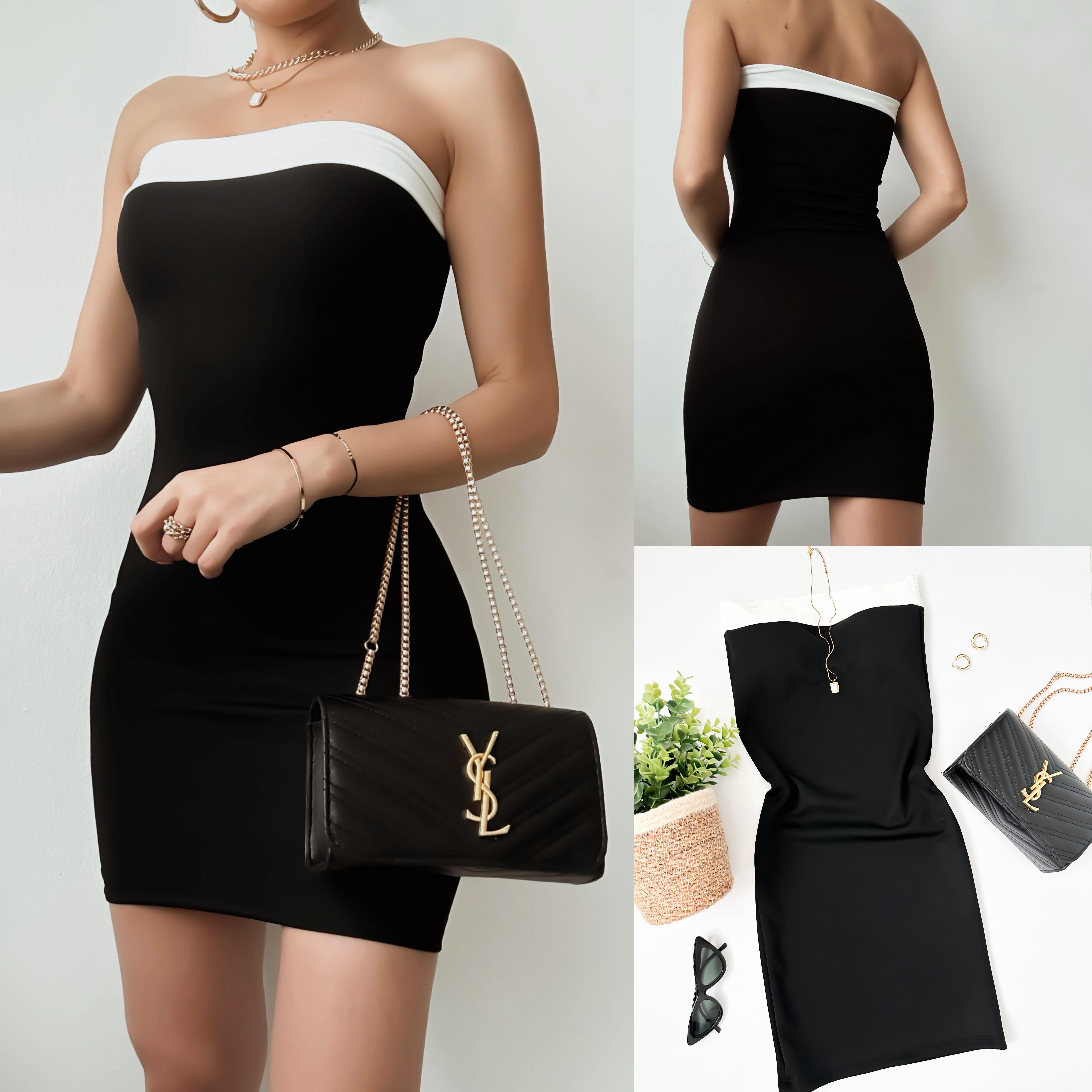 MANDY GÖĞSÜ DOLGULU ŞERİTLİ ELBİSE