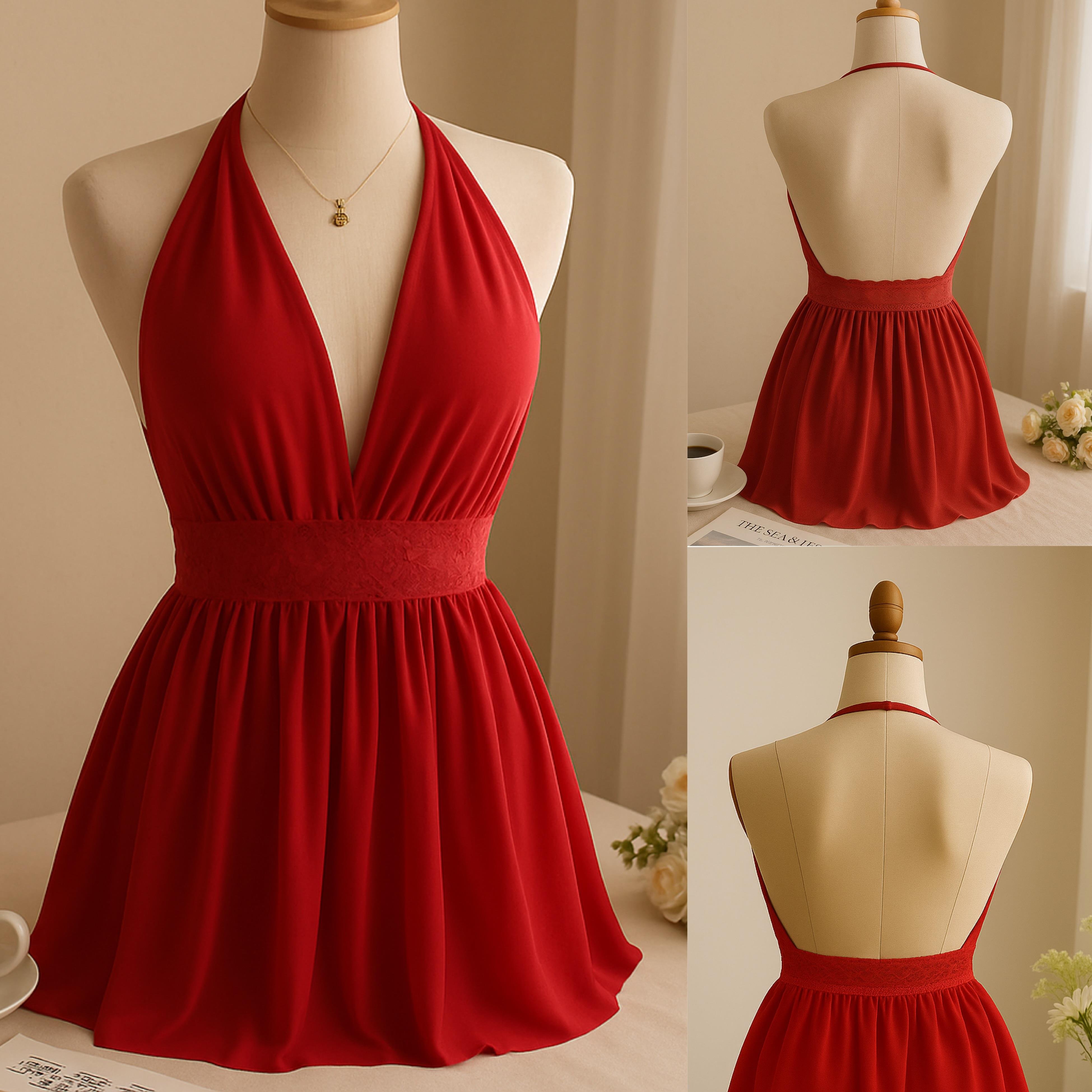 MARILYN TÜL DEKOLÖTELİ GECELİK KIRMIZI