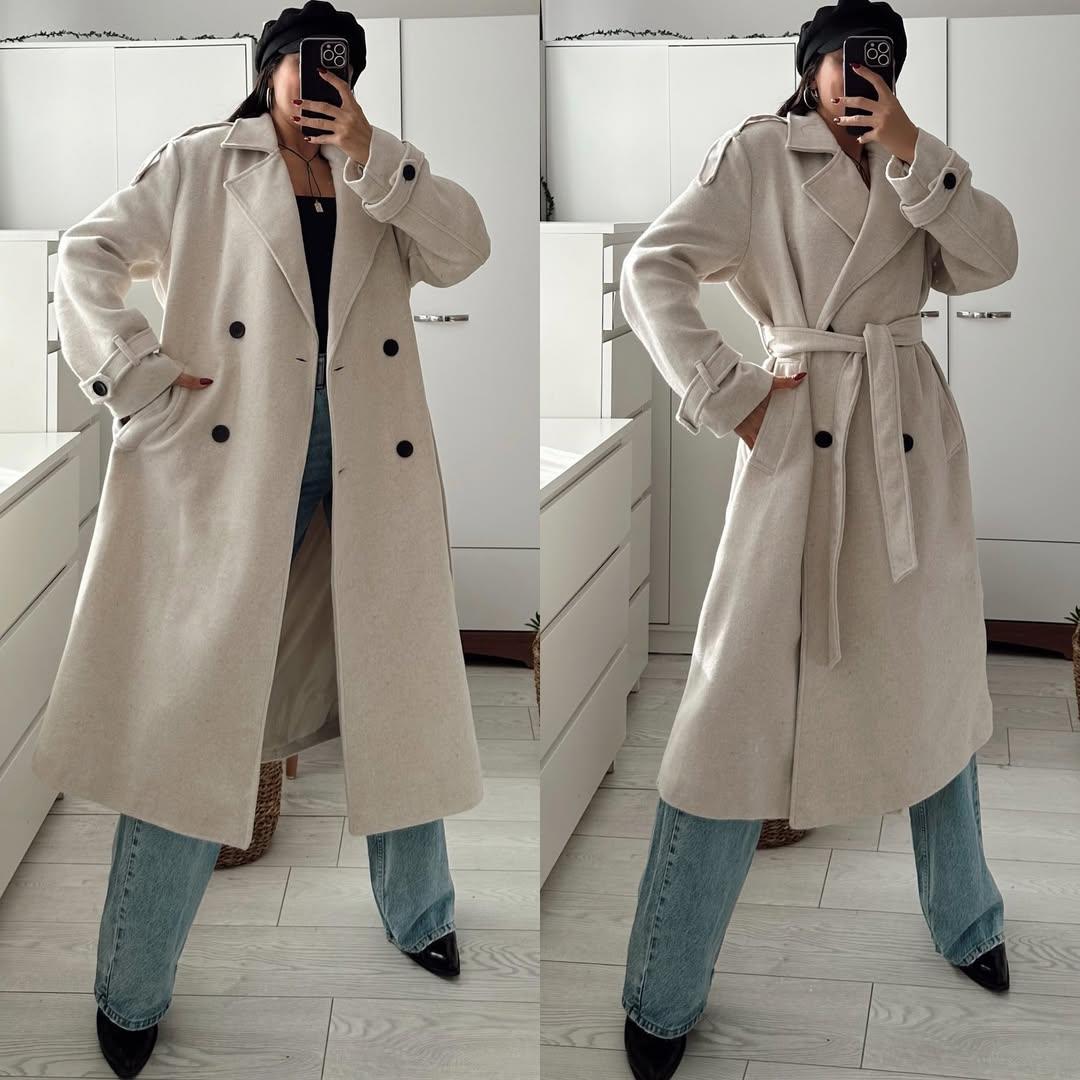 MASSİ OVERSIZE ASTARLI KAŞE KABAN EKRU