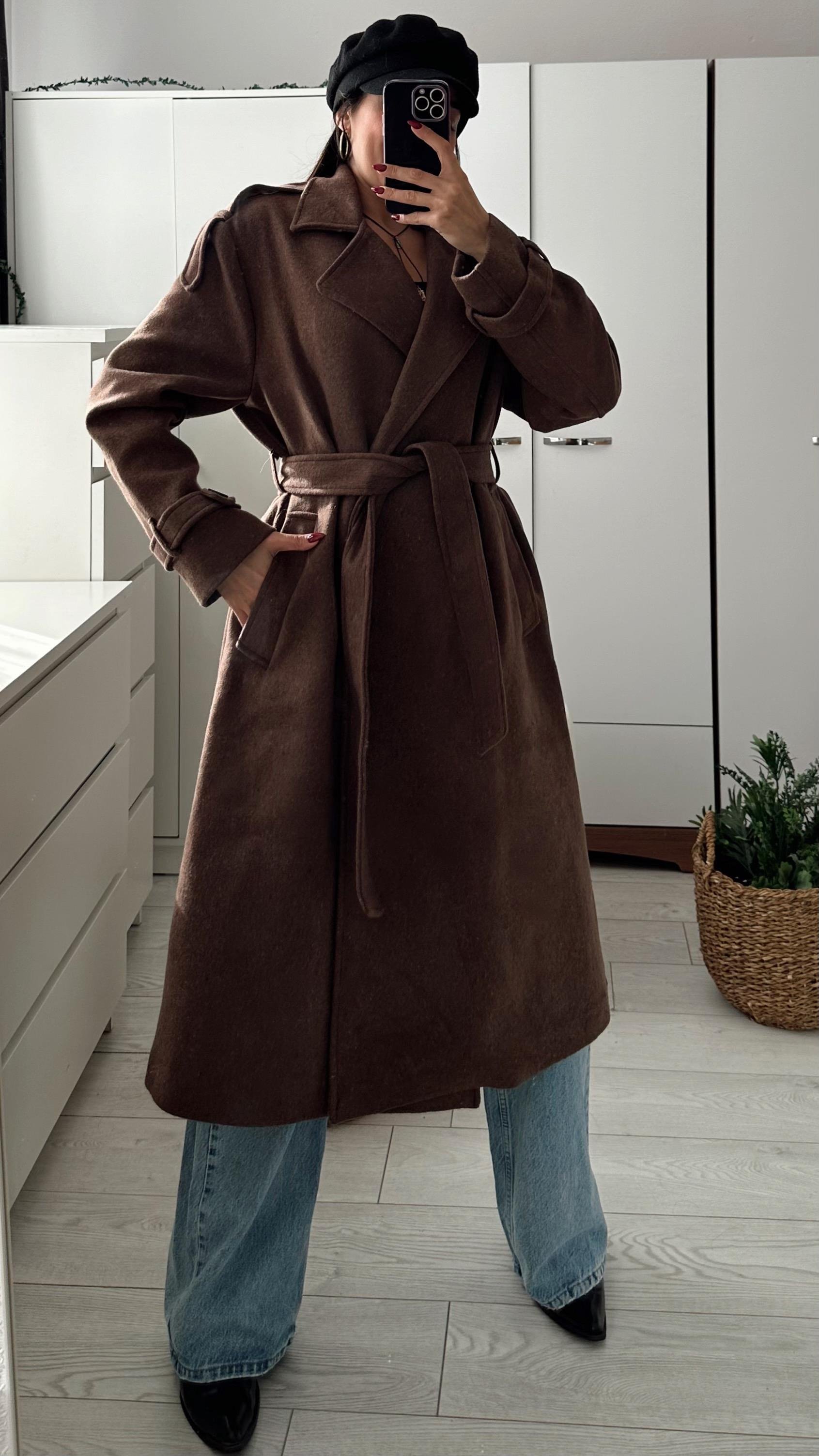 MASSİ OVERSIZE ASTARLI KAŞE KABAN KAHVE