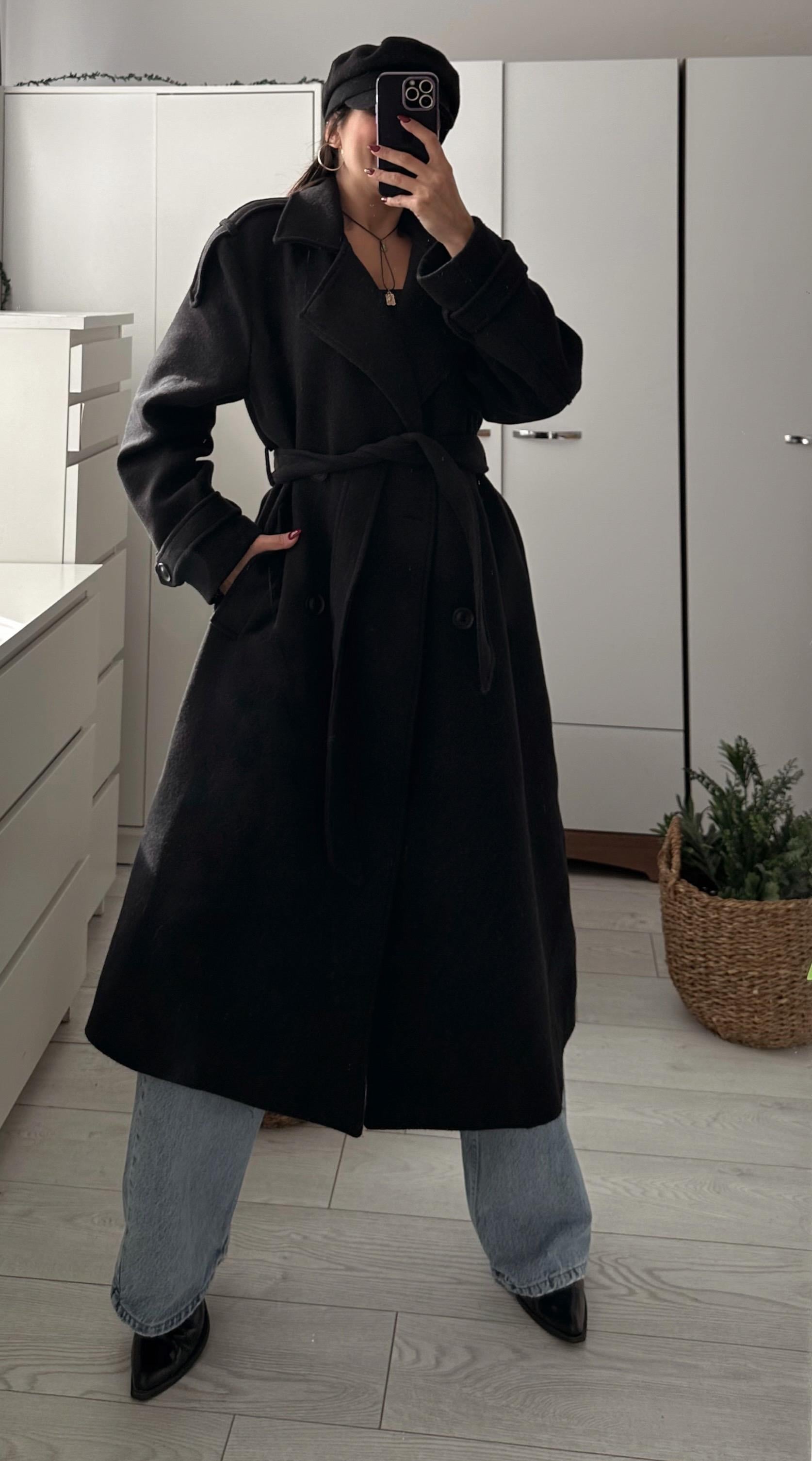 MASSİ OVERSIZE ASTARLI KAŞE KABAN SİYAH
