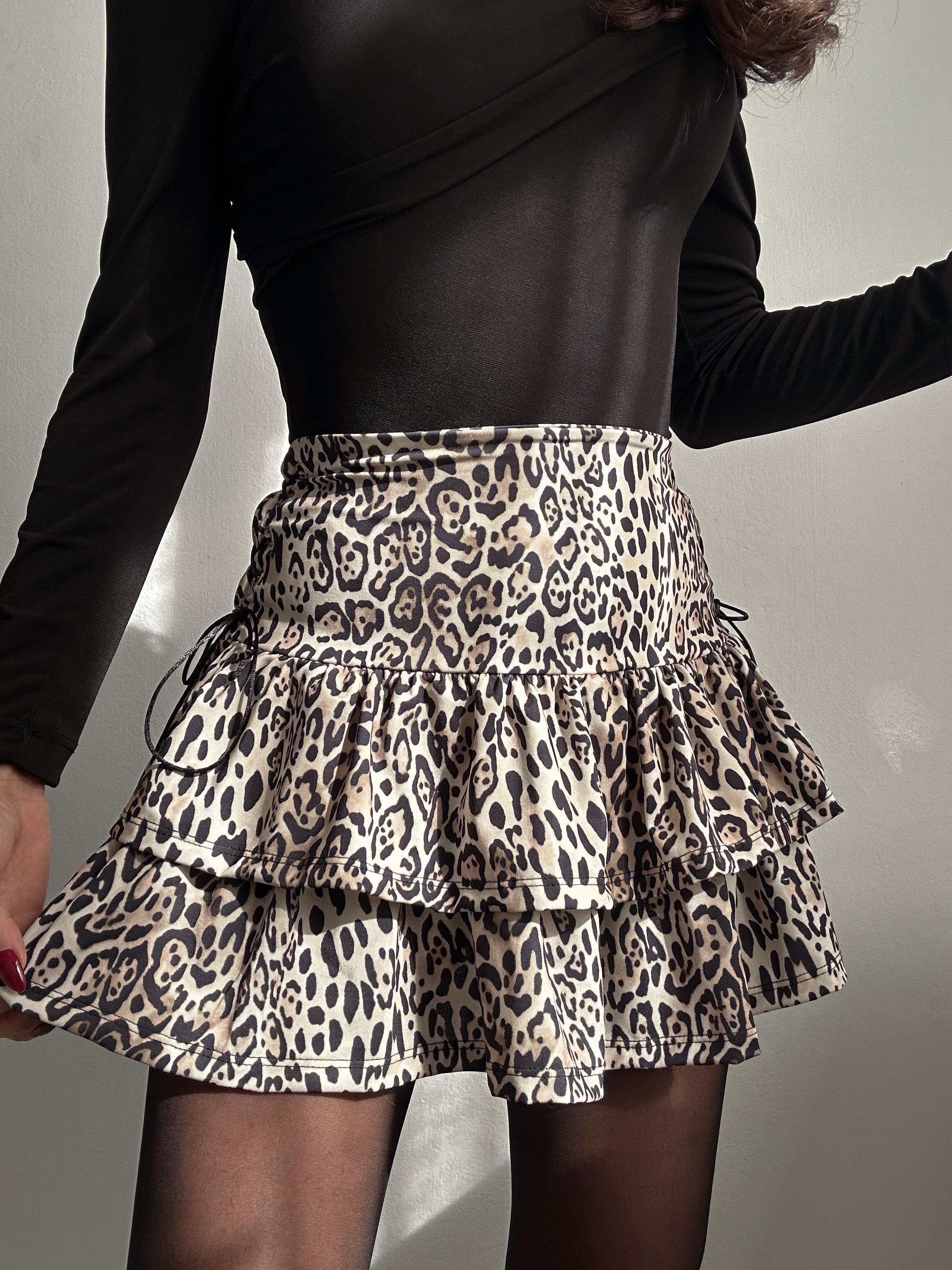 MELANIE İPLİ LEOPAR MİNİ ETEK