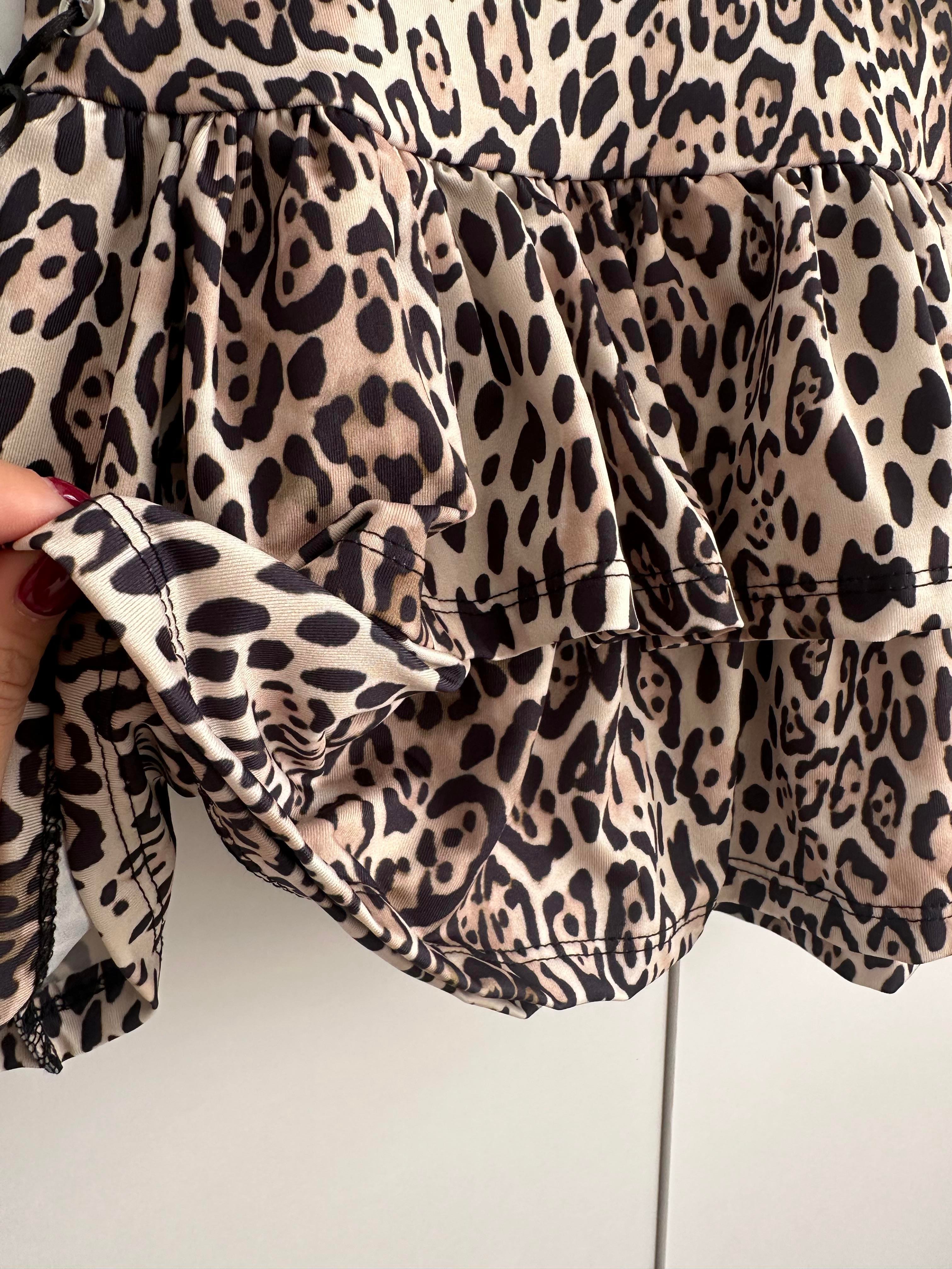 MELANIE İPLİ LEOPAR MİNİ ETEK