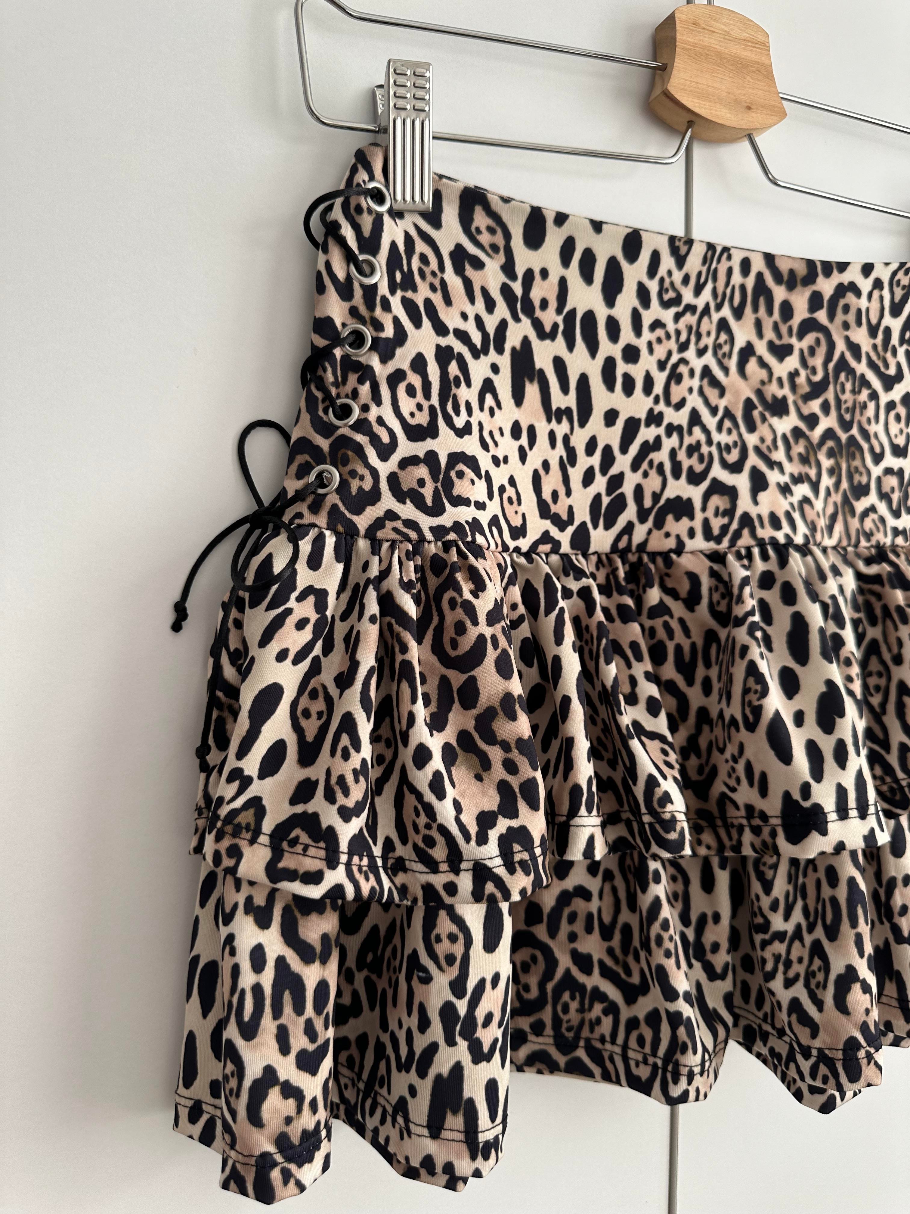 MELANIE İPLİ LEOPAR MİNİ ETEK