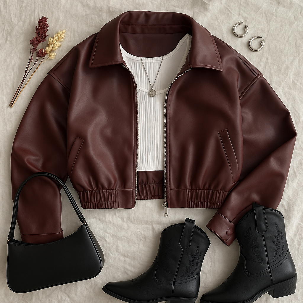 MELINIA OVERSIZE DERİ CEKET BORDO