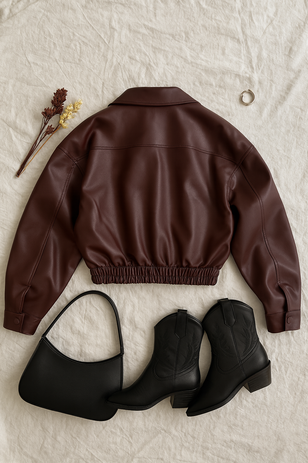 MELINIA OVERSIZE DERİ CEKET BORDO