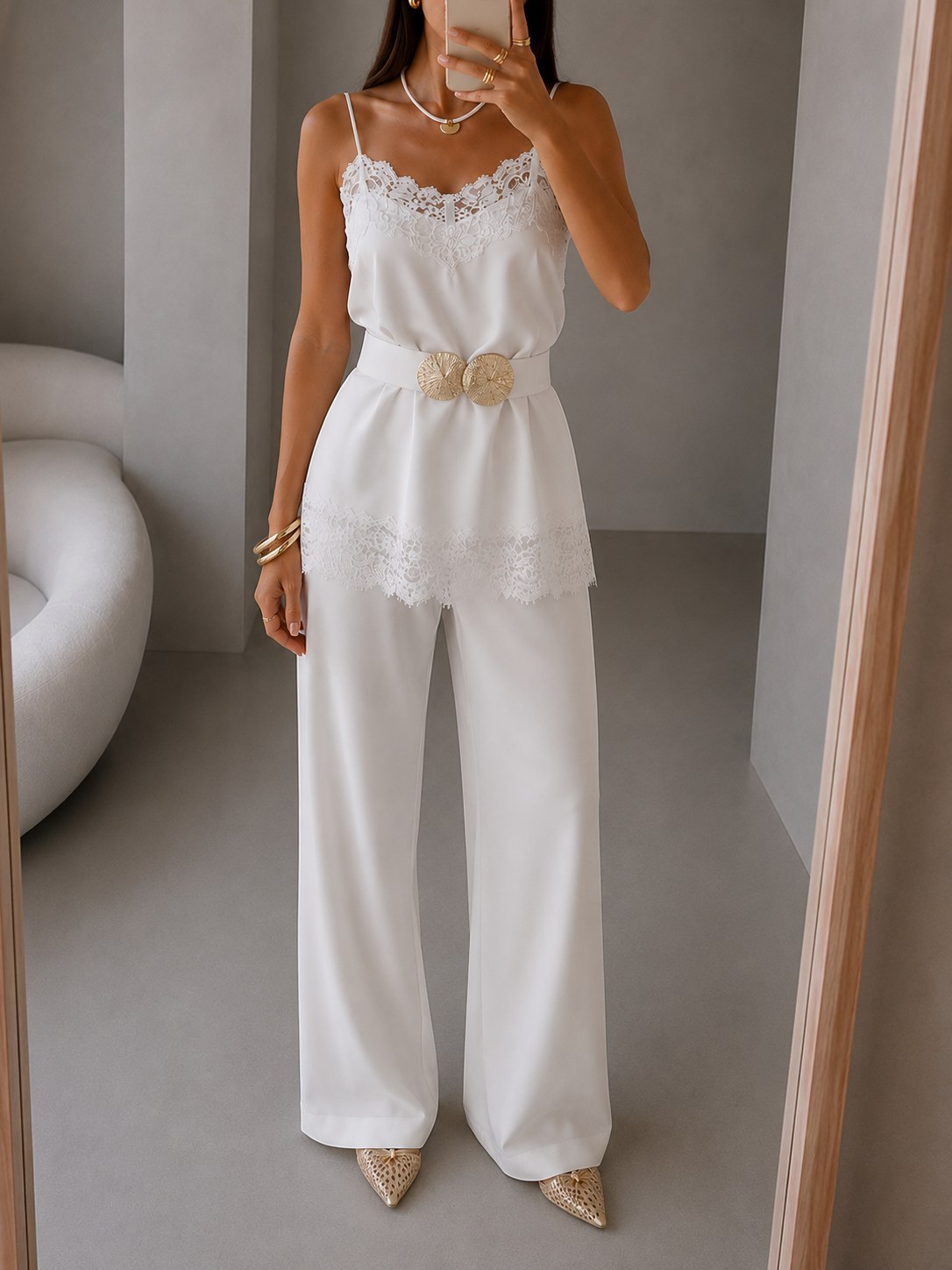 MILNY DANTELLİ SATEN BLUZ  PANTOLON TAKIM