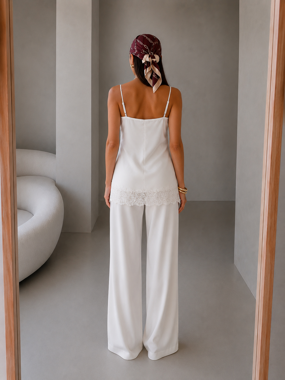MILNY DANTELLİ SATEN BLUZ  PANTOLON TAKIM