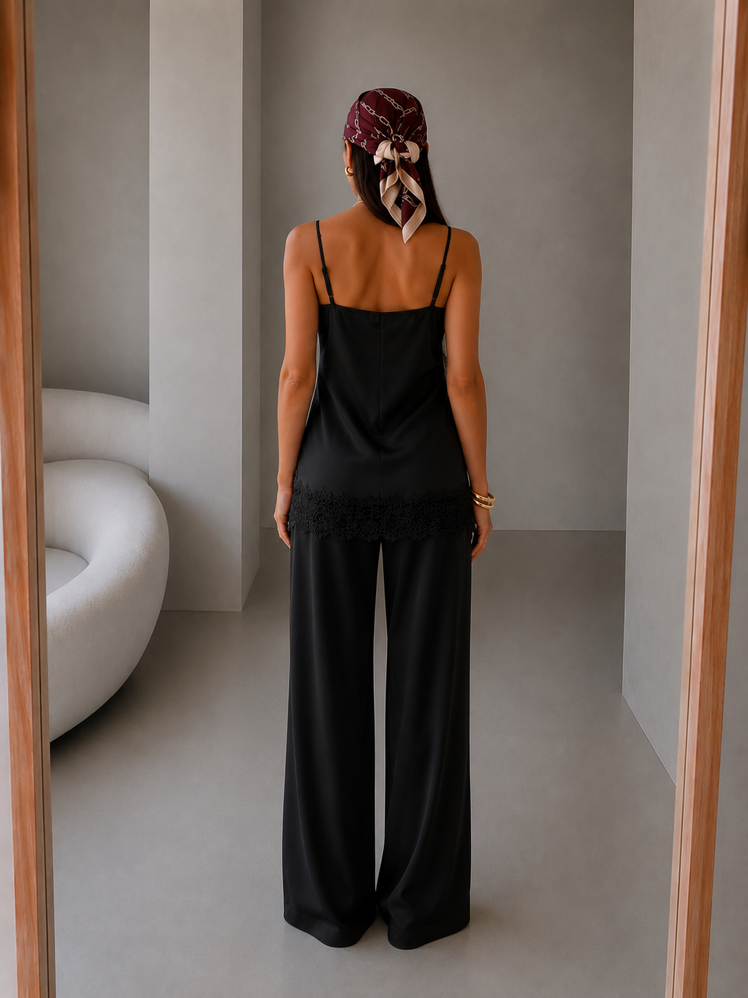 MILNY DANTELLİ SATEN  BLUZ  PANTOLON TAKIM