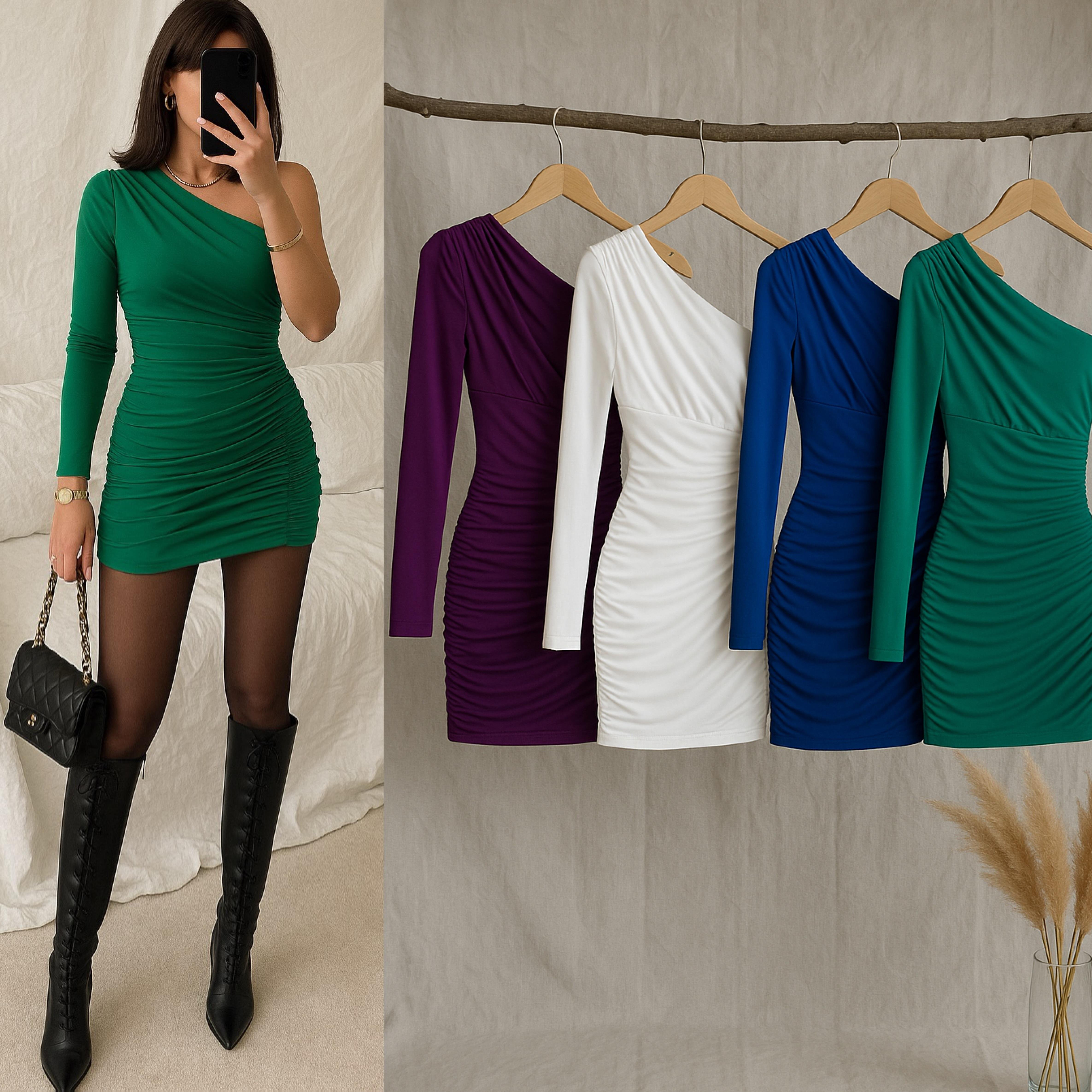 MISHA SANDY TEK OMUZ MİNİ ELBİSE