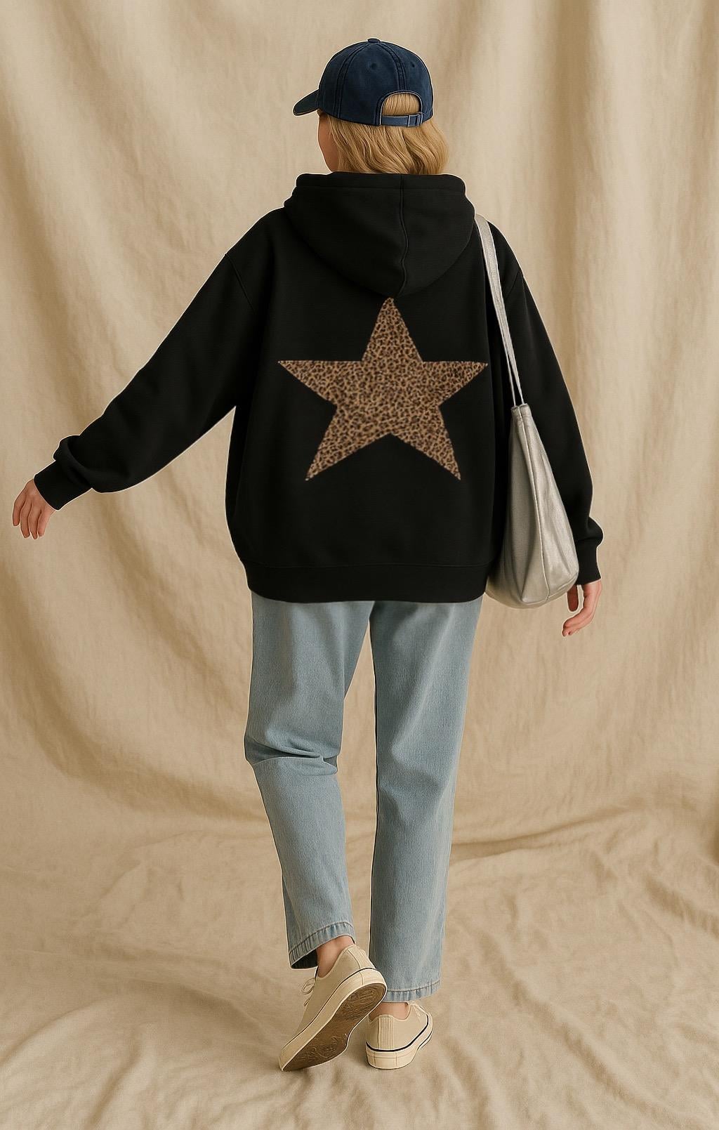 MYSTAR OVERSIZE İÇİ ŞARDONLU KAPÜŞONLU SWEATSHIRT 