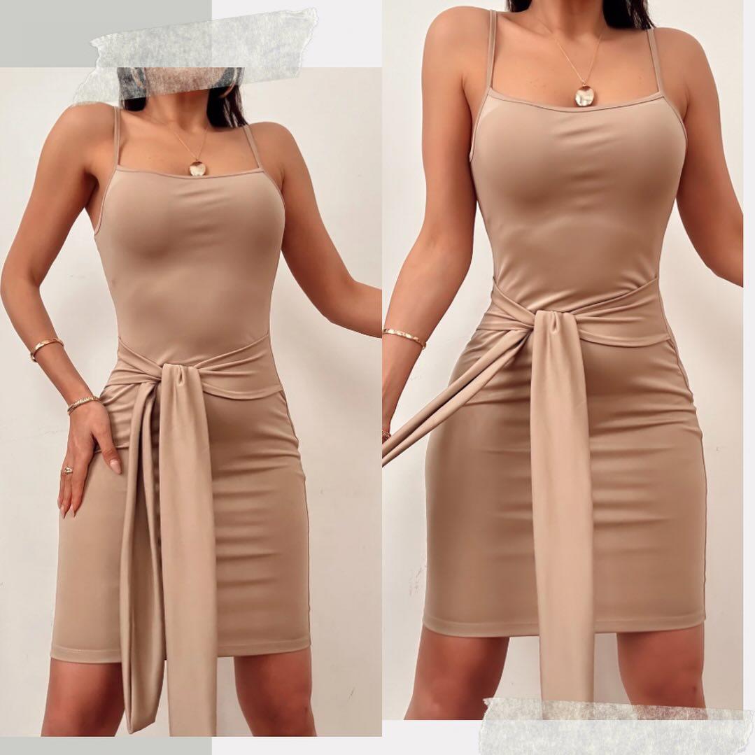 NANCY SANDY BAĞLAMALI ELBİSE VİZON