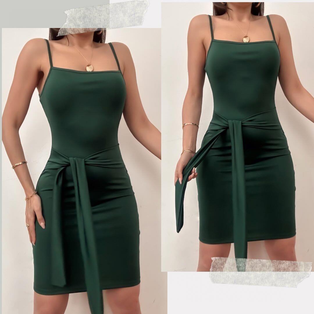 NANCY SANDY BAĞLAMALI ELBİSE YEŞİL 