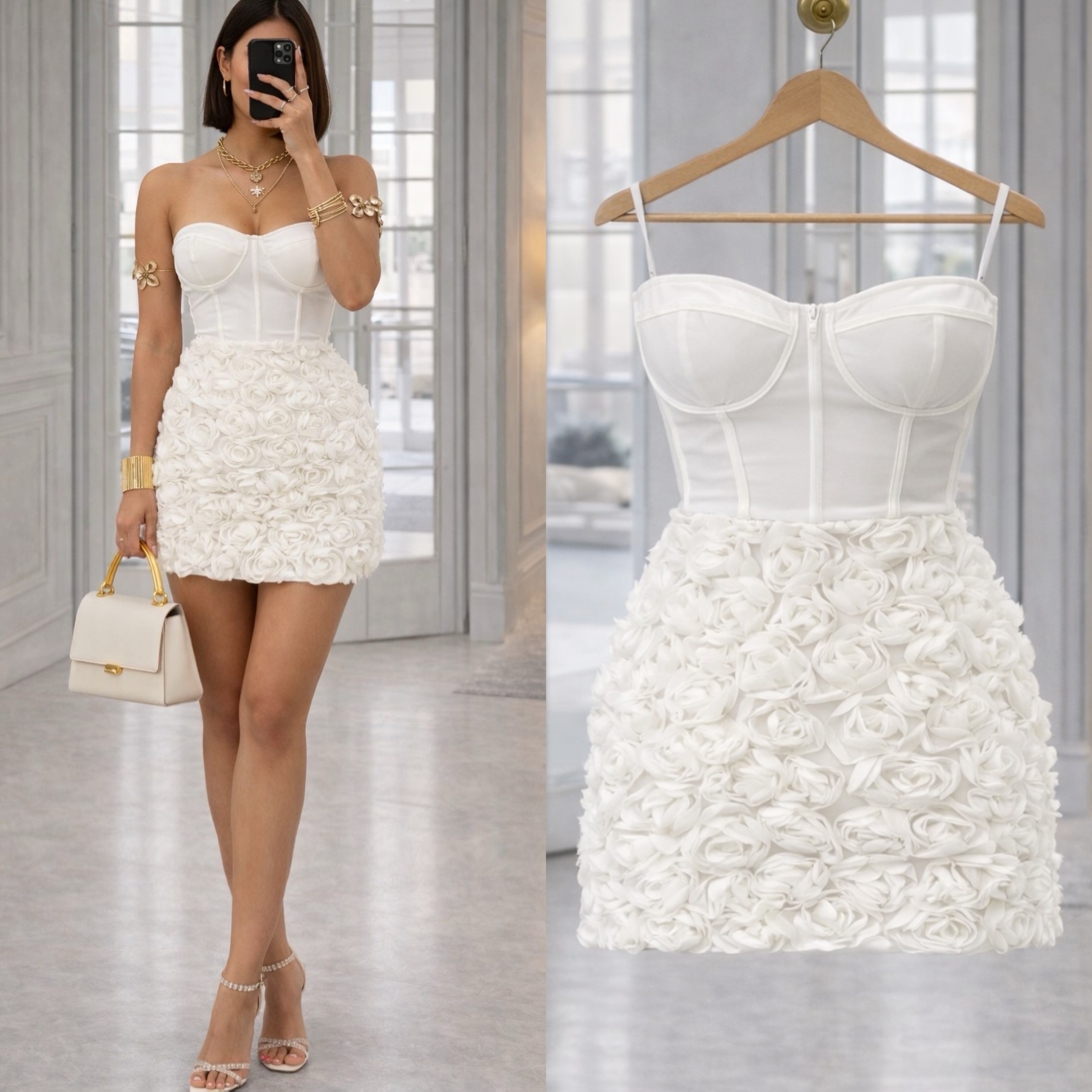 NORCHE GÜL DETATLI ELBİSE