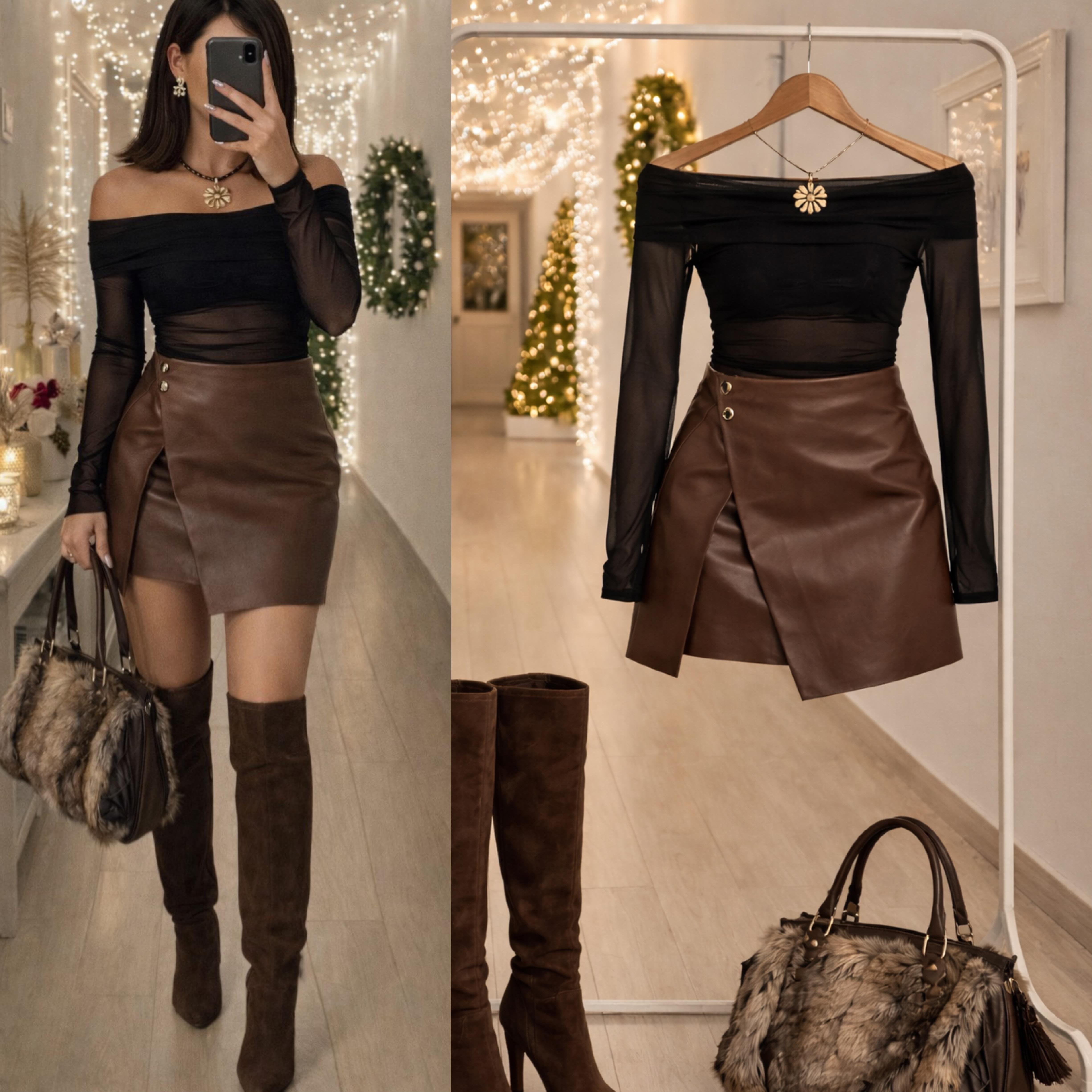 OLA DERİ ESNEK ŞORT ETEK