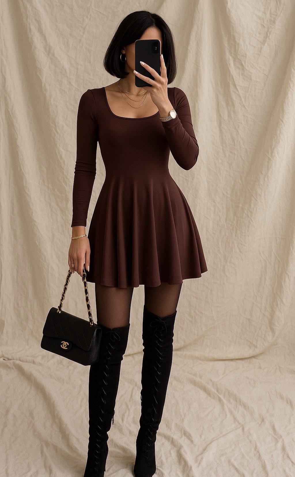 OLINE SANDY MİNİ ELBİSE