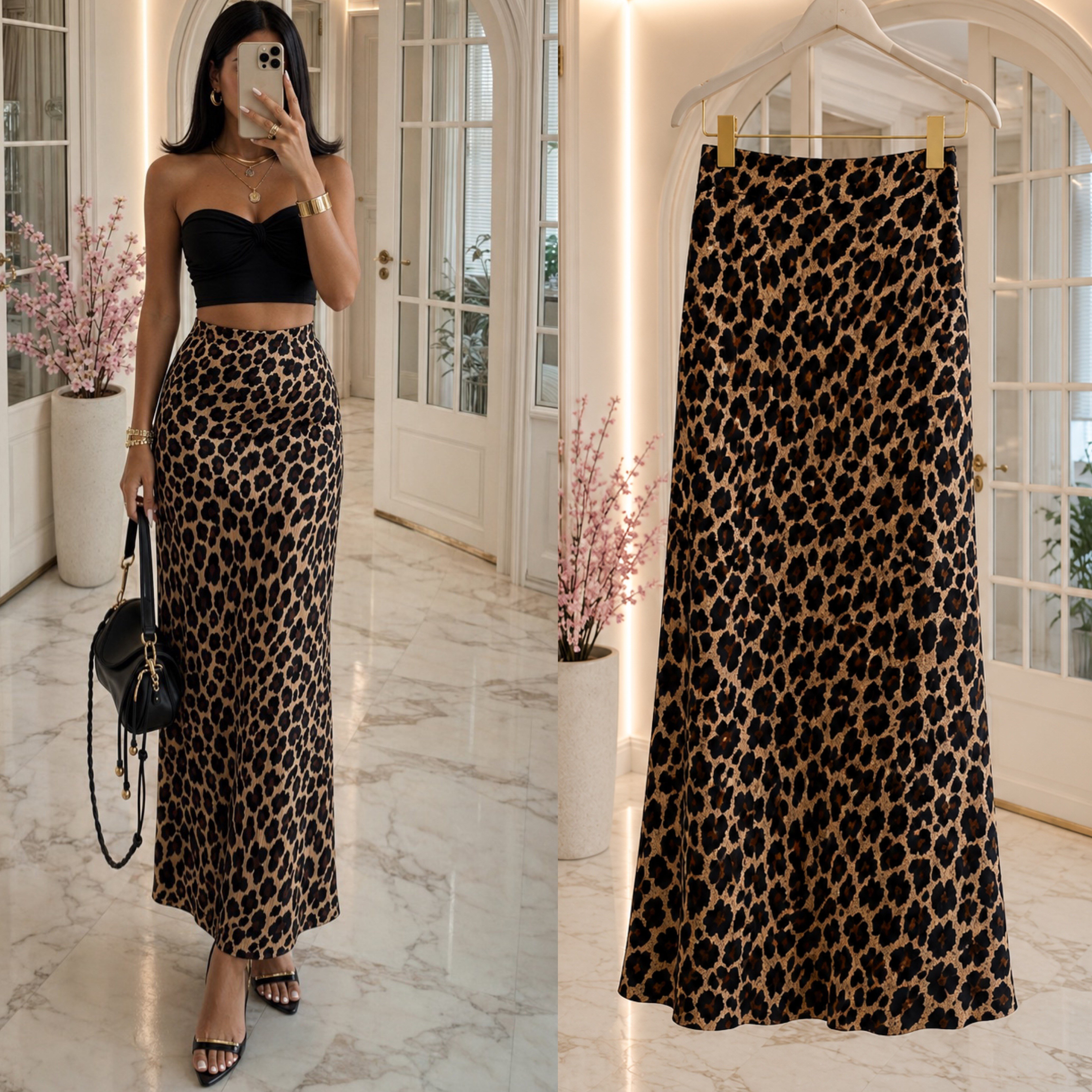 ONIA LEOPAR DESENLİ LİKRALI ETEK