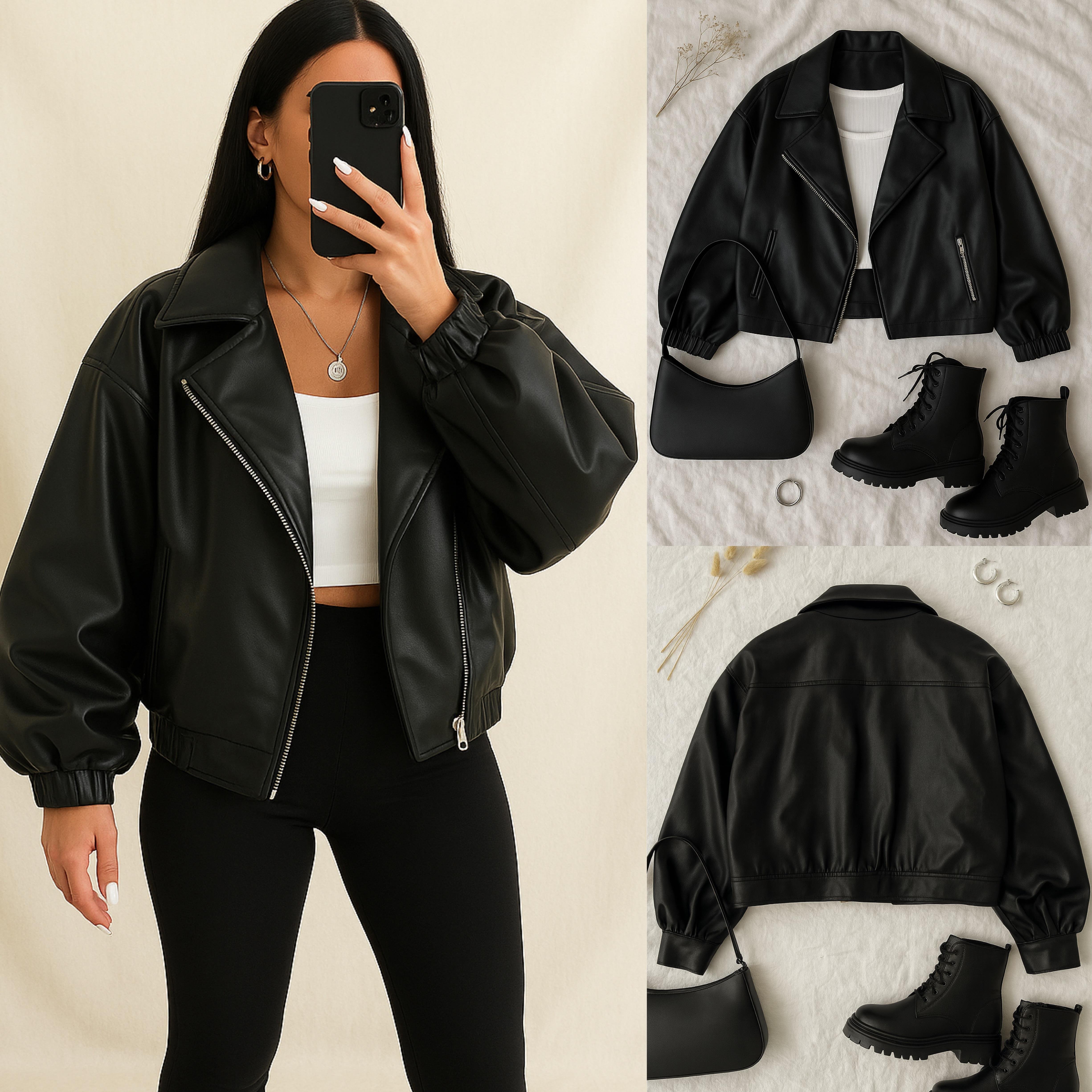 ONNA OVERSIZE DERİ CEKET 