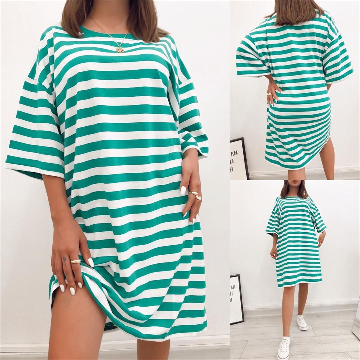 Oversize çizgili elbise 129.99