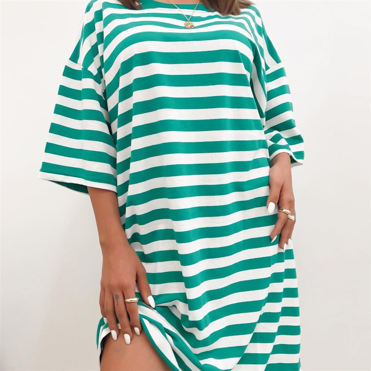 Oversize çizgili elbise 129.99