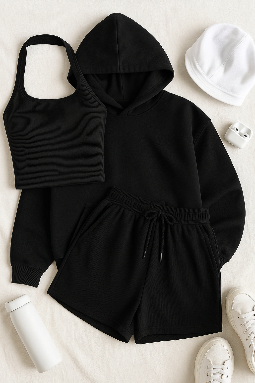 OYSH SWEAT ATLET ŞORT 3LÜ SET SİYAH