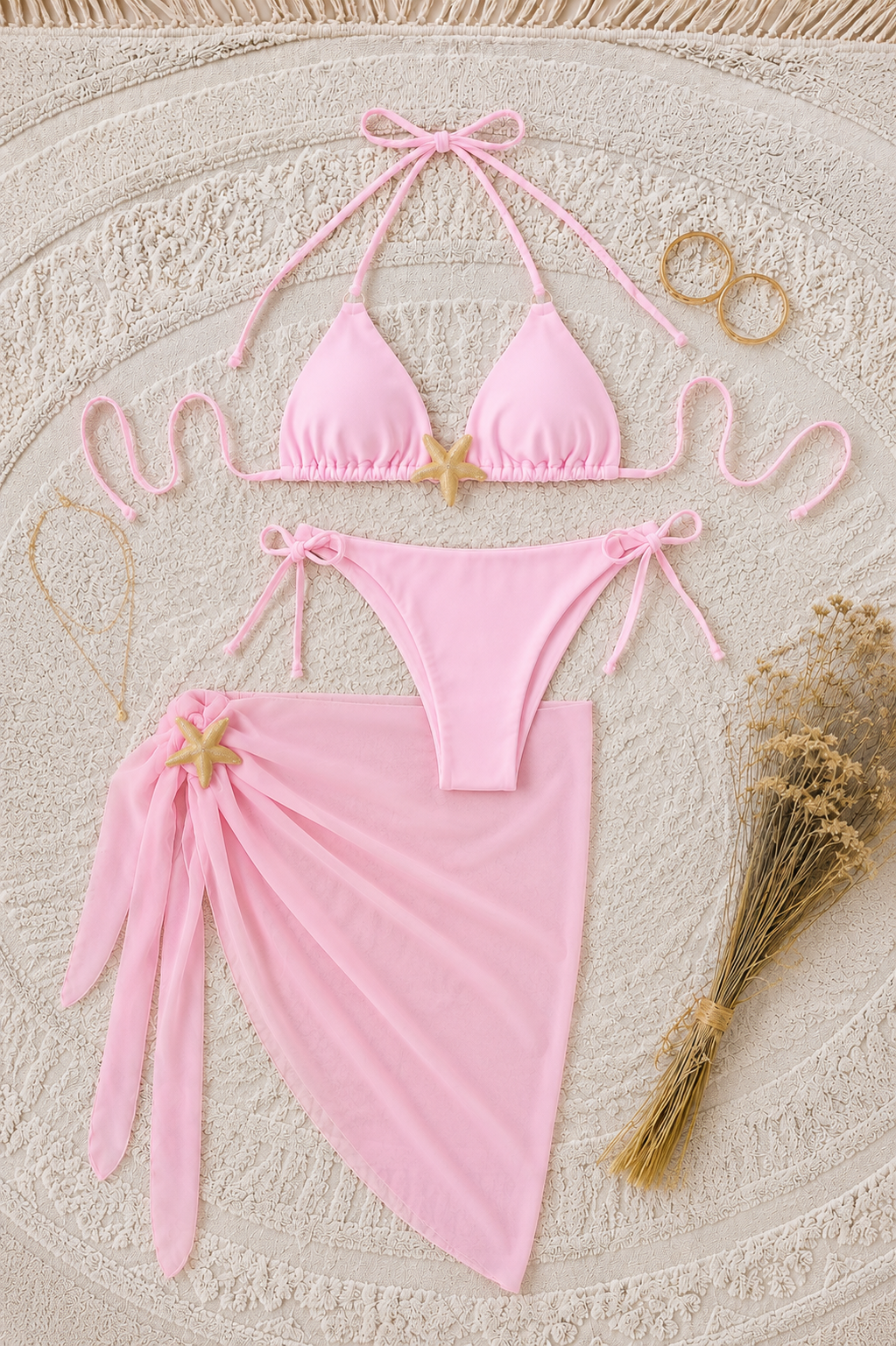 PINKSTAR AKSESUARLI BİKİNİ PAREO SET