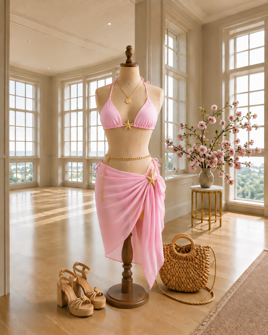 PINKSTAR AKSESUARLI BİKİNİ PAREO SET