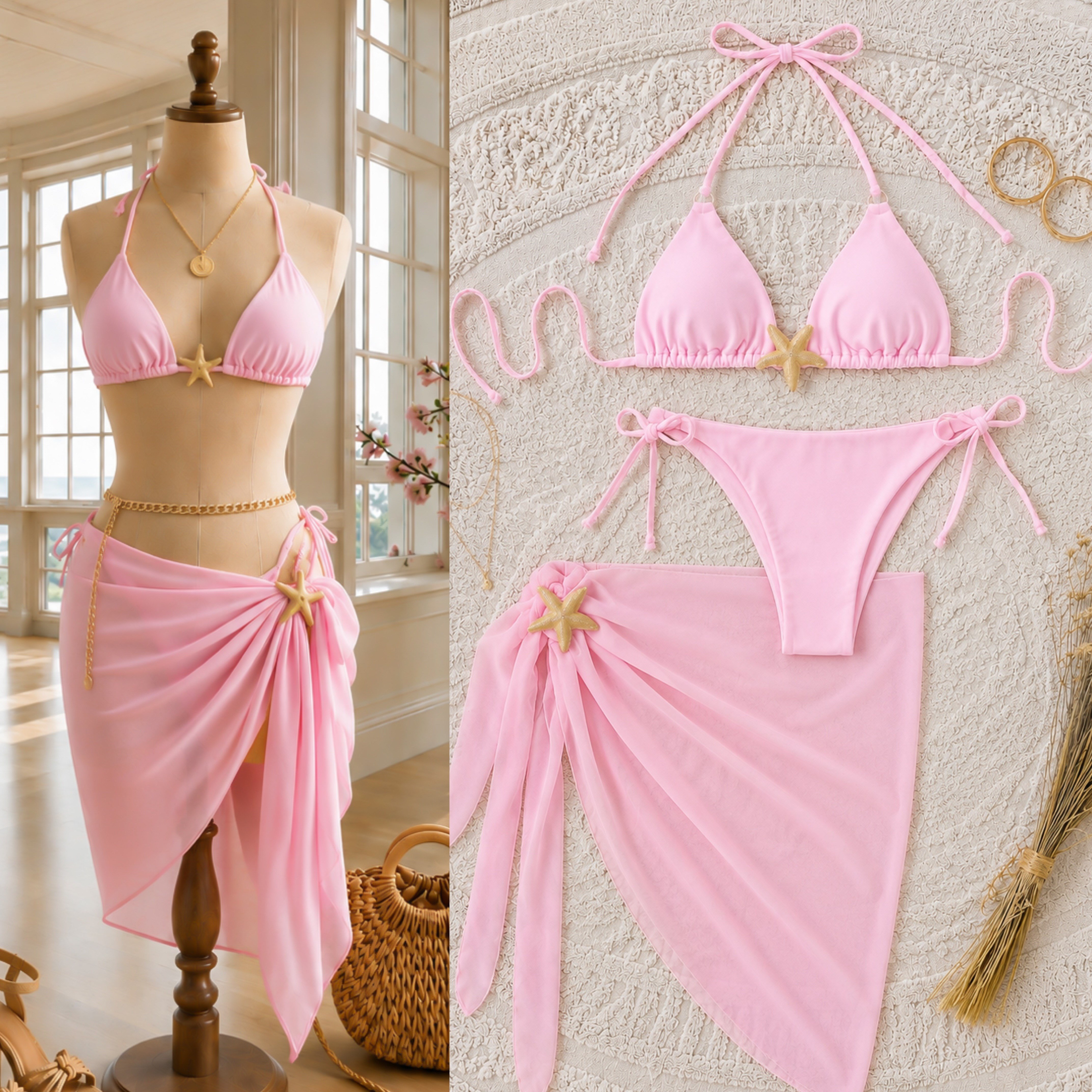 PINKSTAR AKSESUARLI BİKİNİ PAREO SET