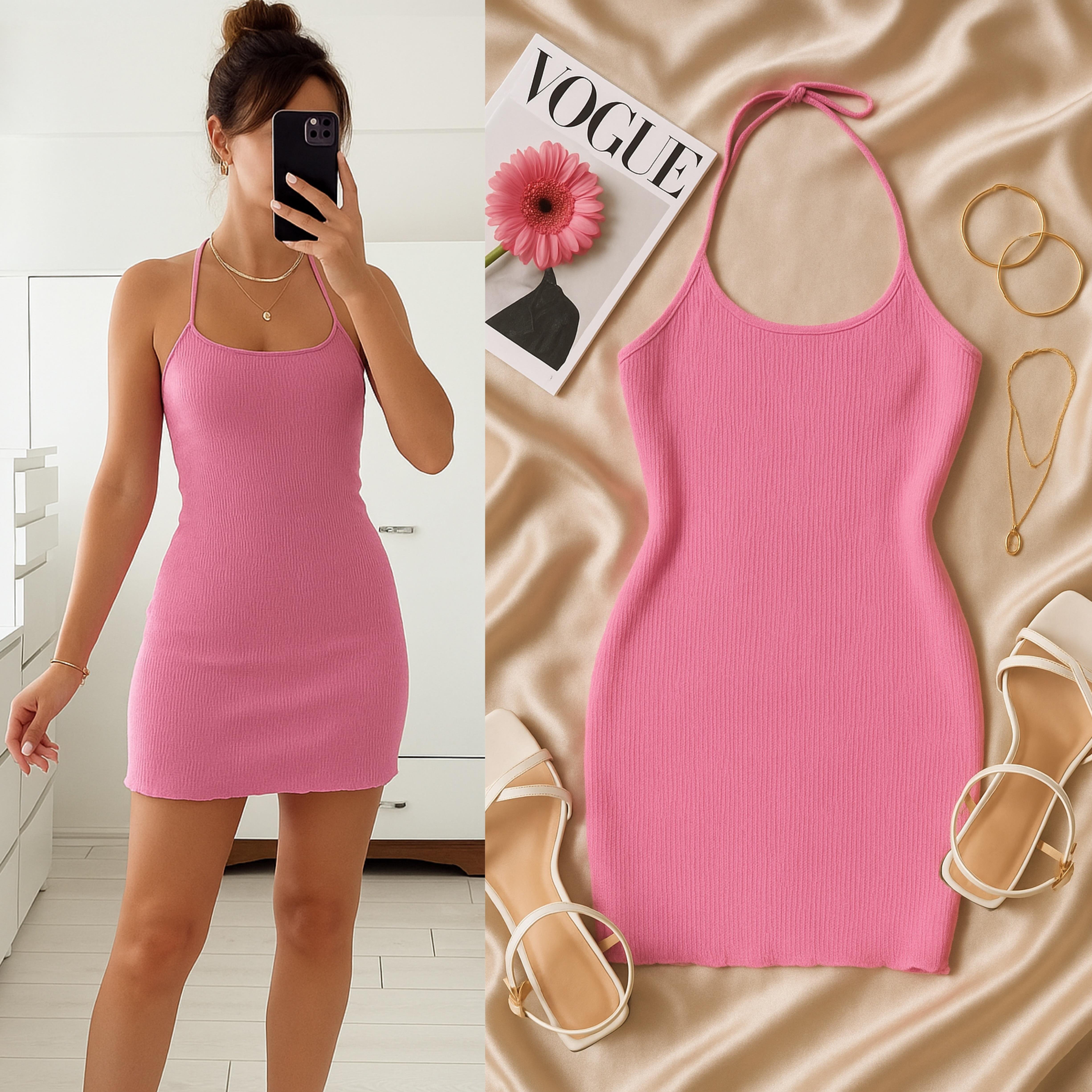 PINKY BOYUNDAN BAĞLAMALI ELBİSE