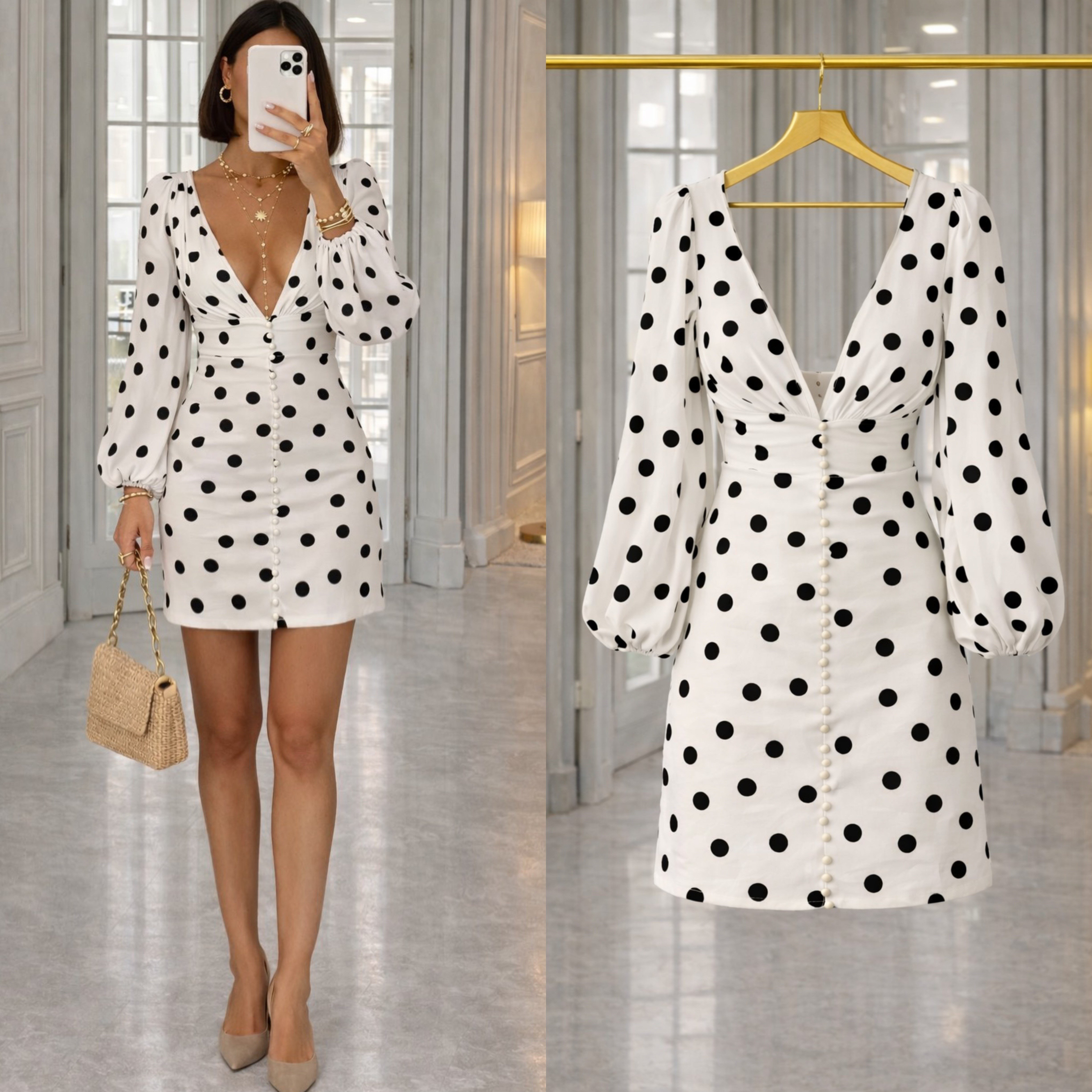 POINTY DÜĞMELİ ELBİSE