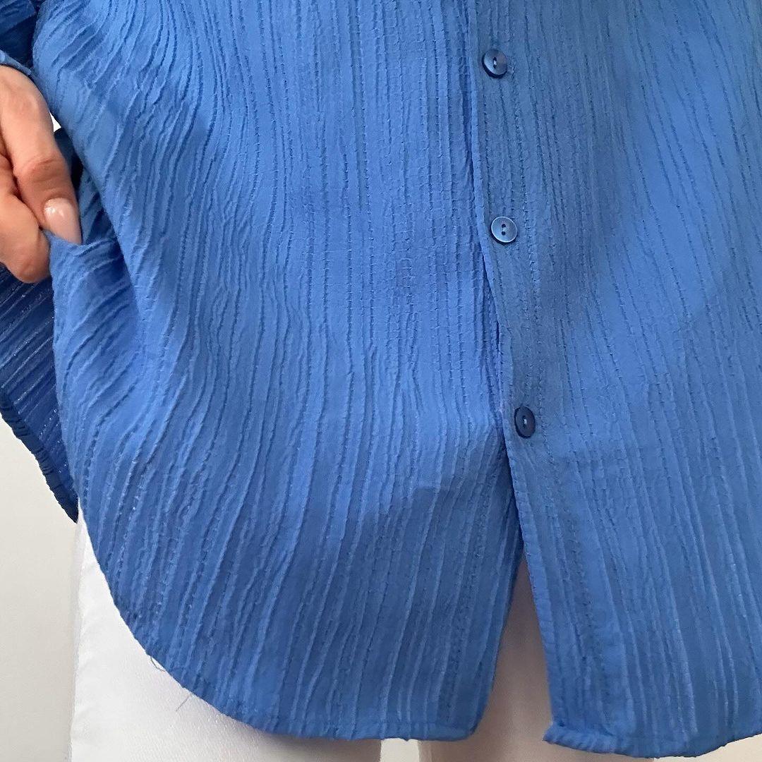 QPLUS OVERSIZE GÖMLEK MAVİ