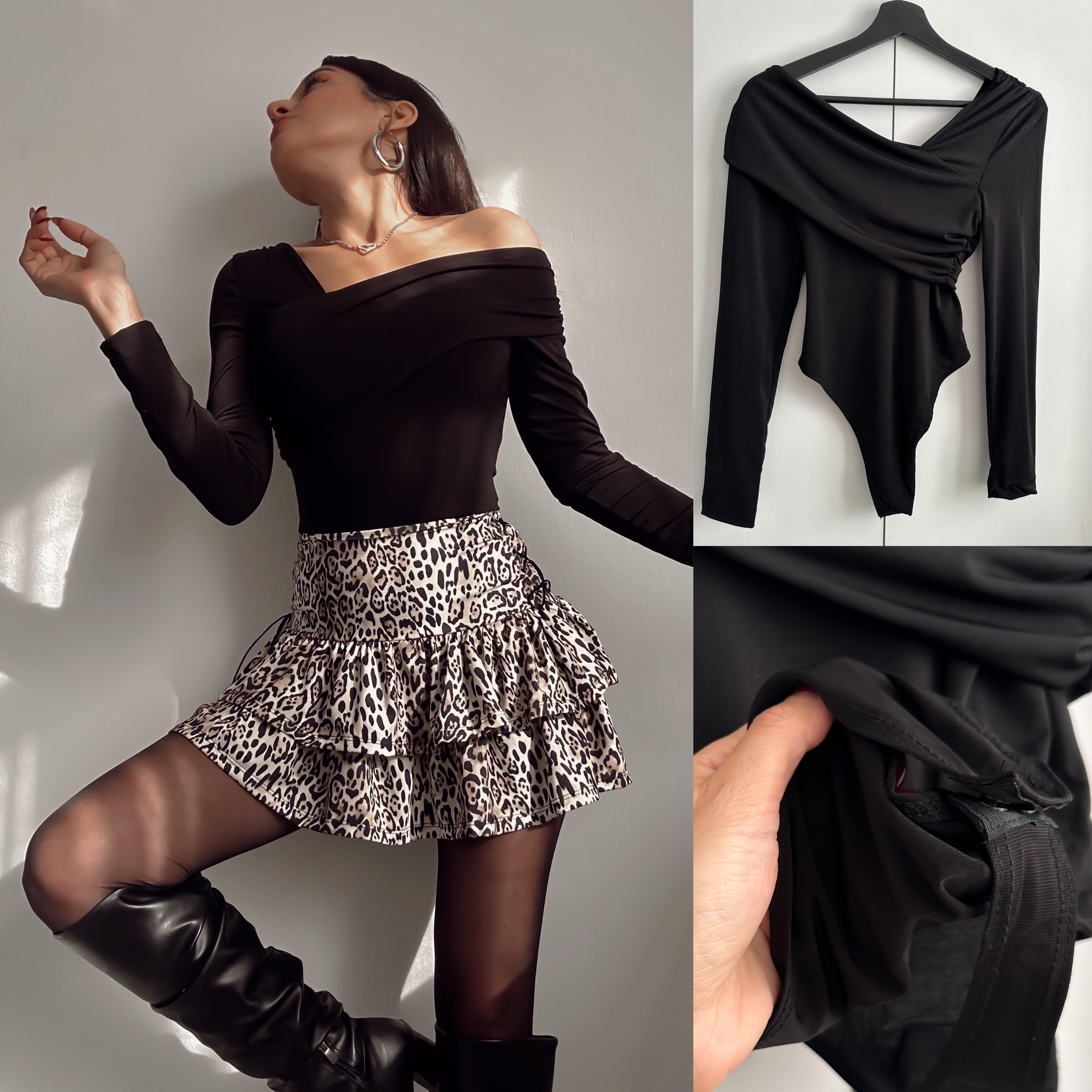 RANISSA ASİMETRİK BODYSUIT SİYAH