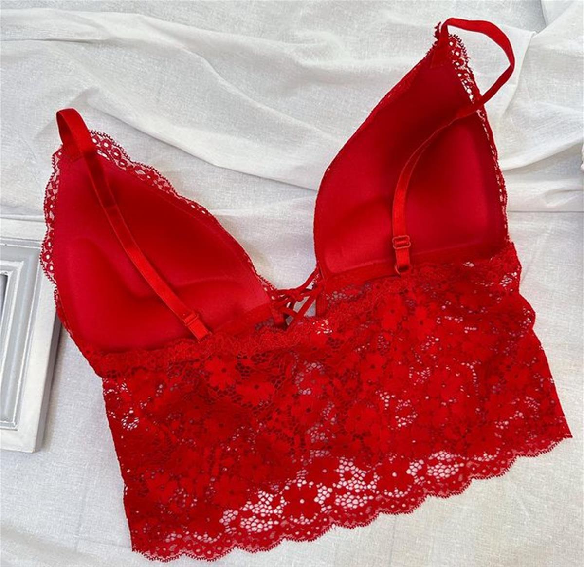 RED DANTELLİ PUSH UP BUSTİYER KIRMIZI