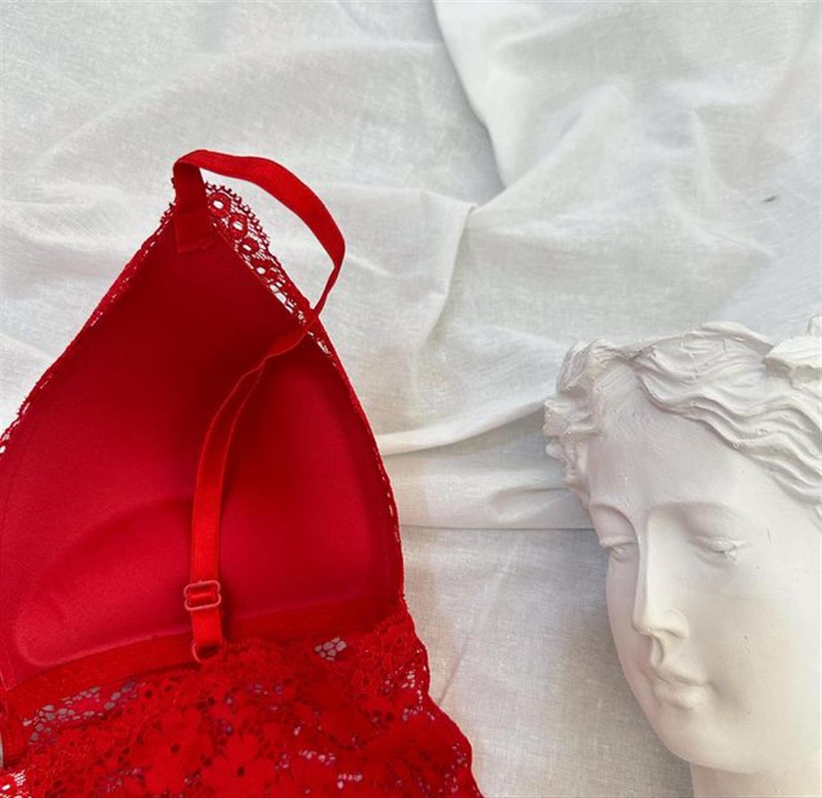 RED DANTELLİ PUSH UP BUSTİYER KIRMIZI