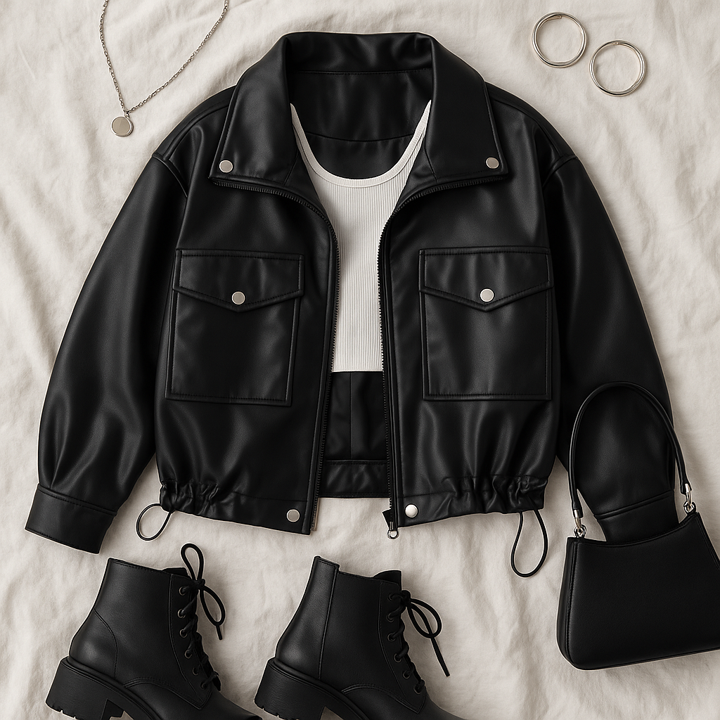 ROINA OVERSIZE CEPLİ DERİ CEKET
