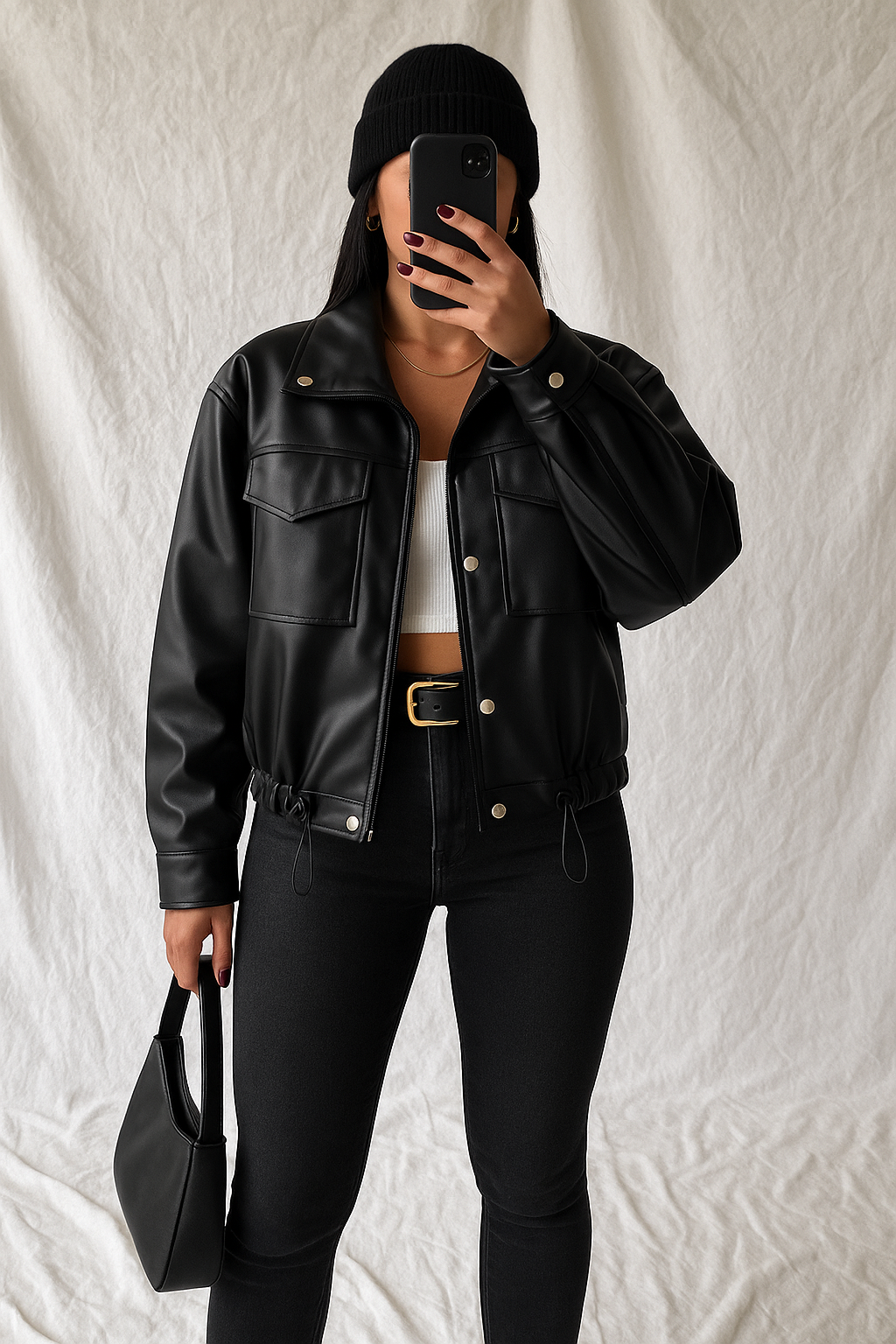 ROINA OVERSIZE CEPLİ DERİ CEKET