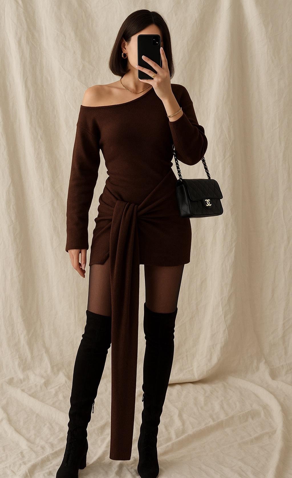 ROSAINA TRİKO BAĞLAMALI ELBİSE